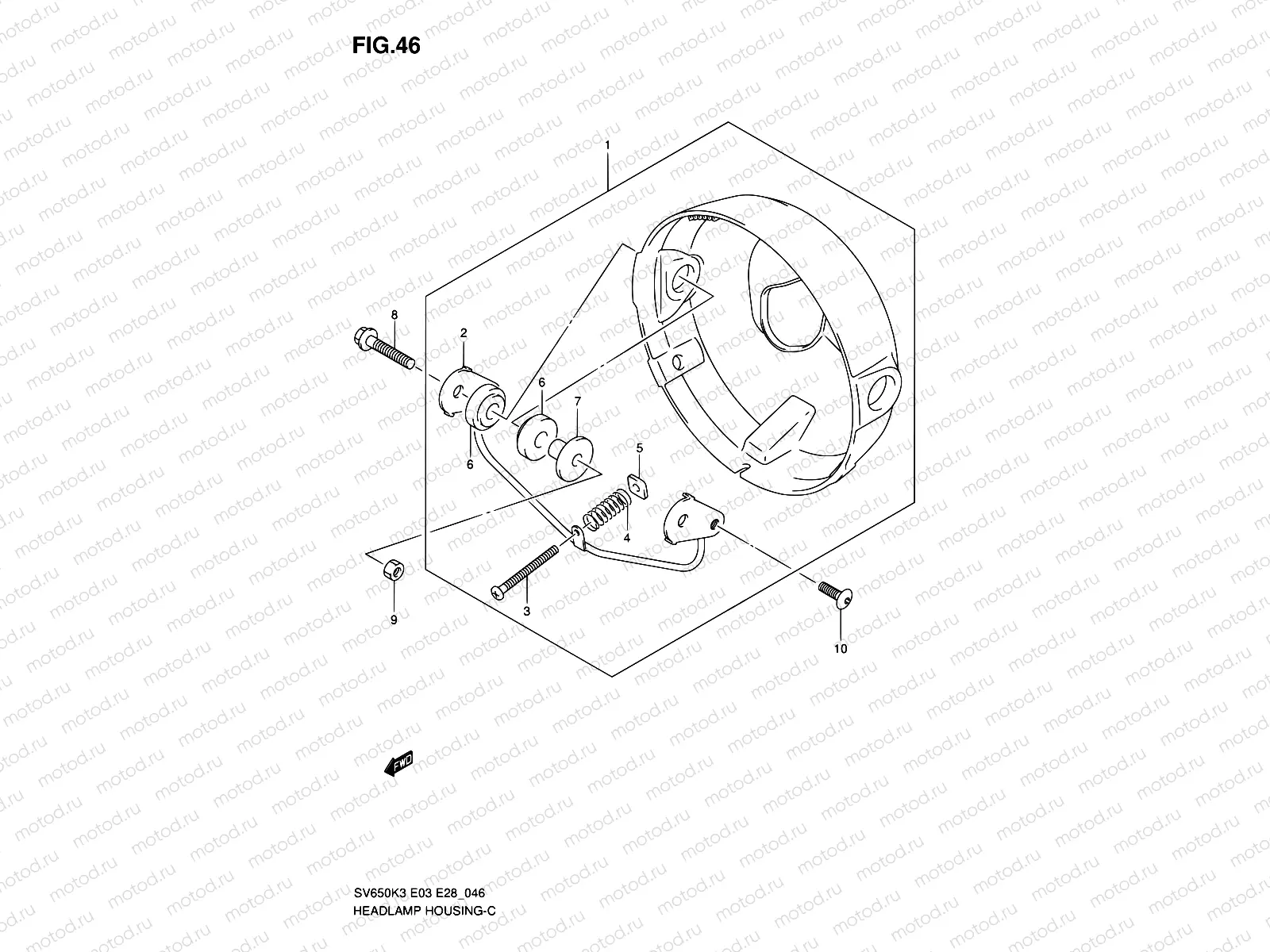 46 - HEADLAMP HOUSING (SV650K3/K4)