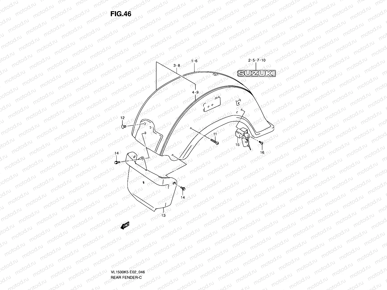 46 - REAR FENDER (MODEL K5/K6/K7/K8)