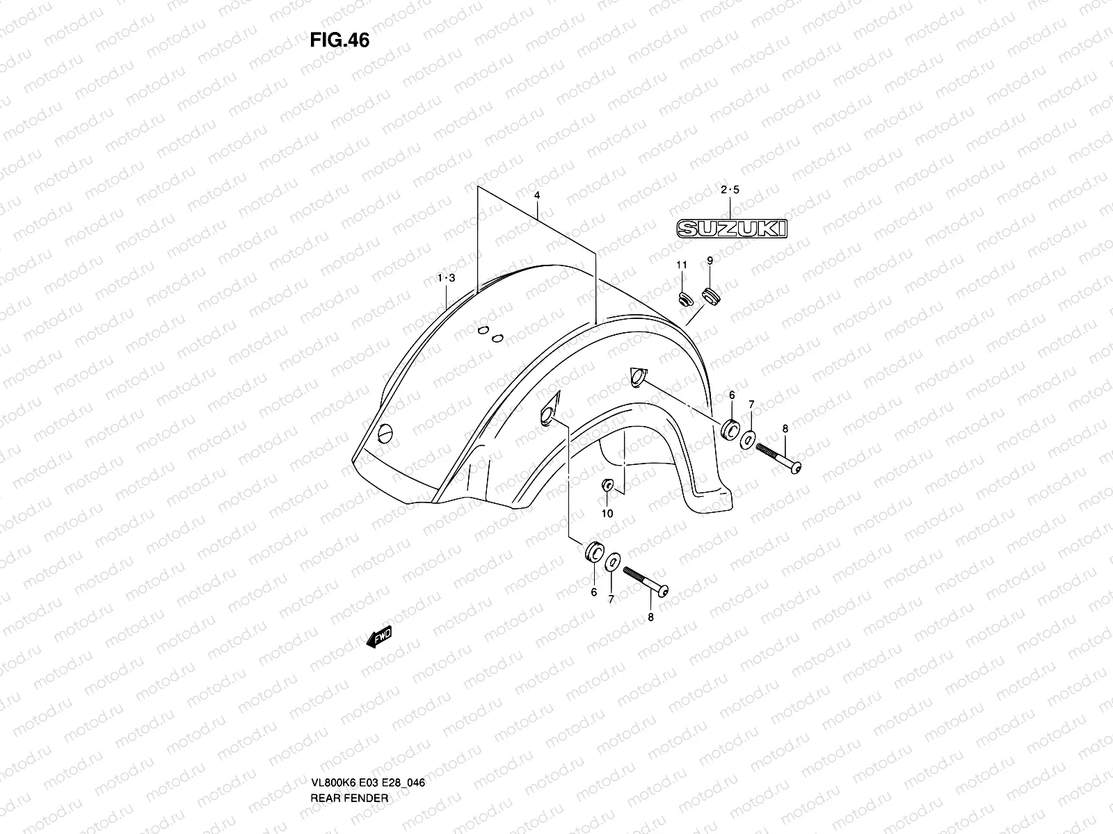 46 - REAR FENDER (VL800K6/TK6/CK6/K7/TK7)
