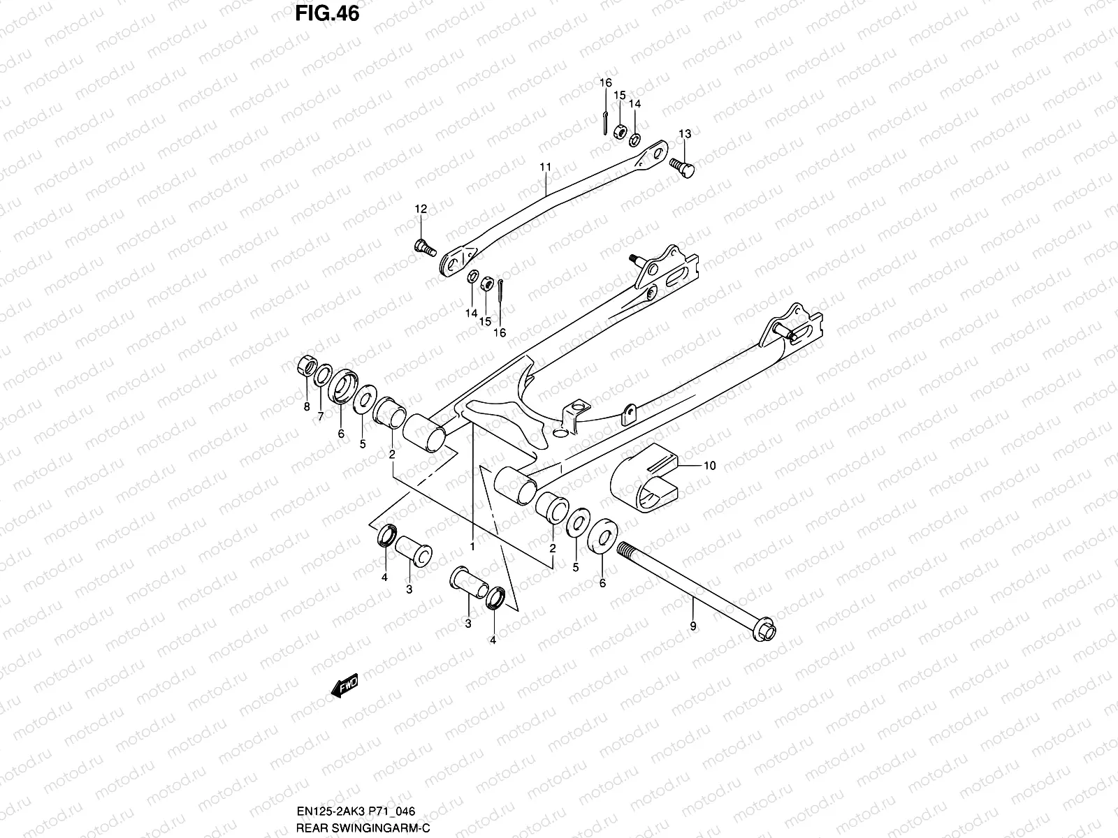 46 - REAR SWINGING ARM (EN125-2AK3/HUK4/HUZK6)