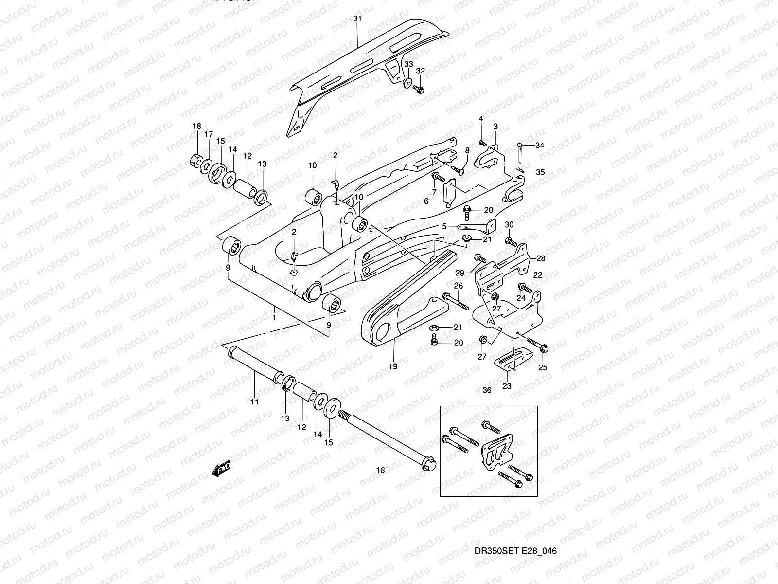 46 - REAR SWINGING ARM (MODEL L/M/N/P)