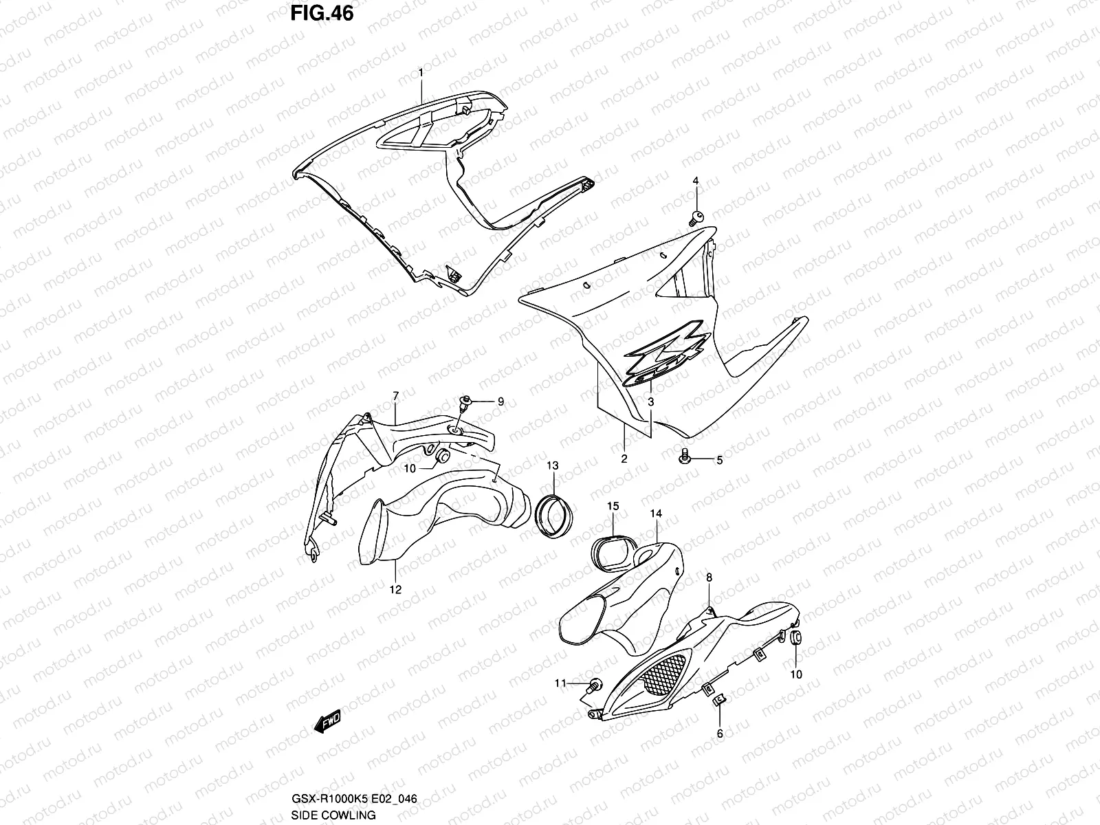 46 - SIDE COWLING (GSX-R1000K5 E02,E19,E24,P37)