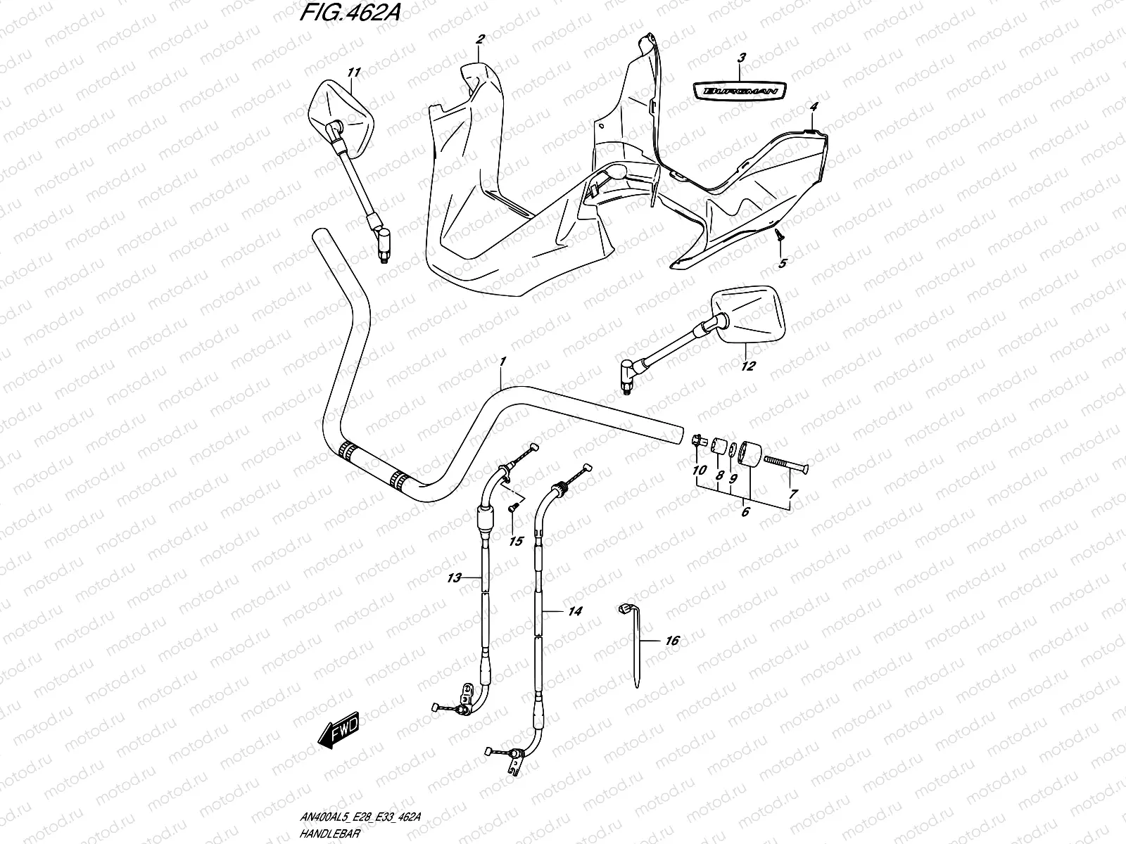 462A - HANDLEBAR (AN400AL5 E33)