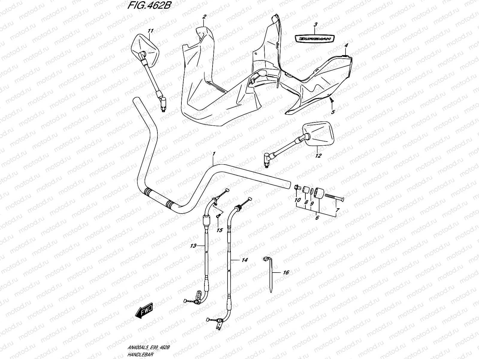 462B - HANDLEBAR (AN400ZAL5 E99)
