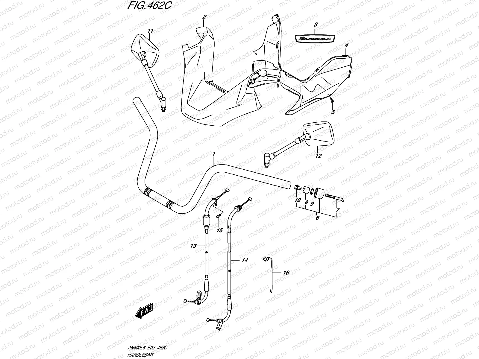 462C - HANDLEBAR (AN400AL6 E19)
