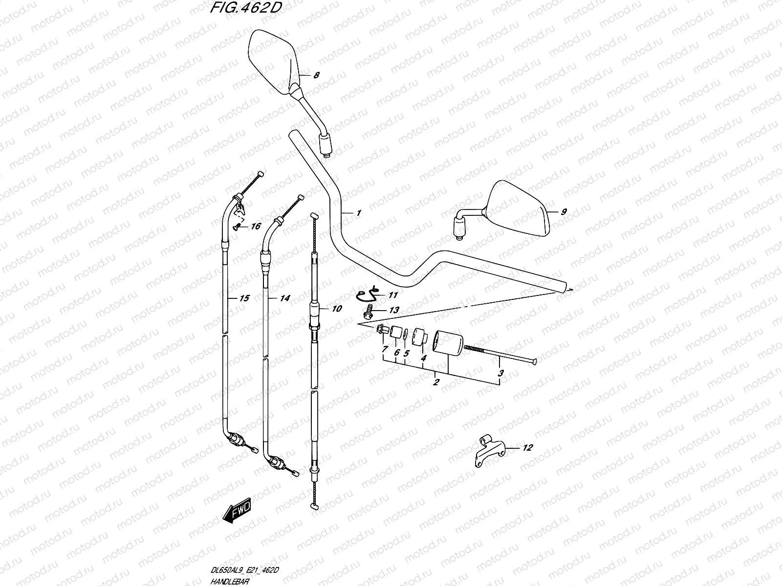 462D - HANDLEBAR (DL650XA,DL650XAUE)