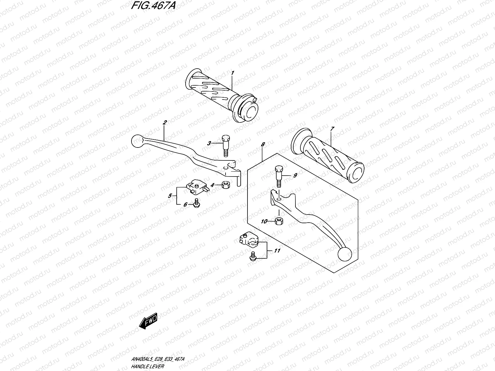 467A - HANDLE LEVER (AN400AL5 E33)
