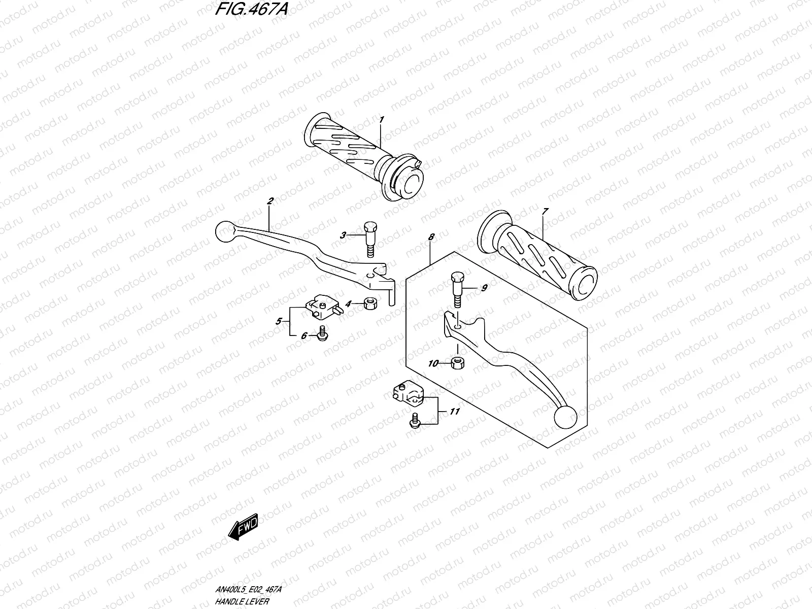 467A - HANDLE LEVER (AN400L5 E19)