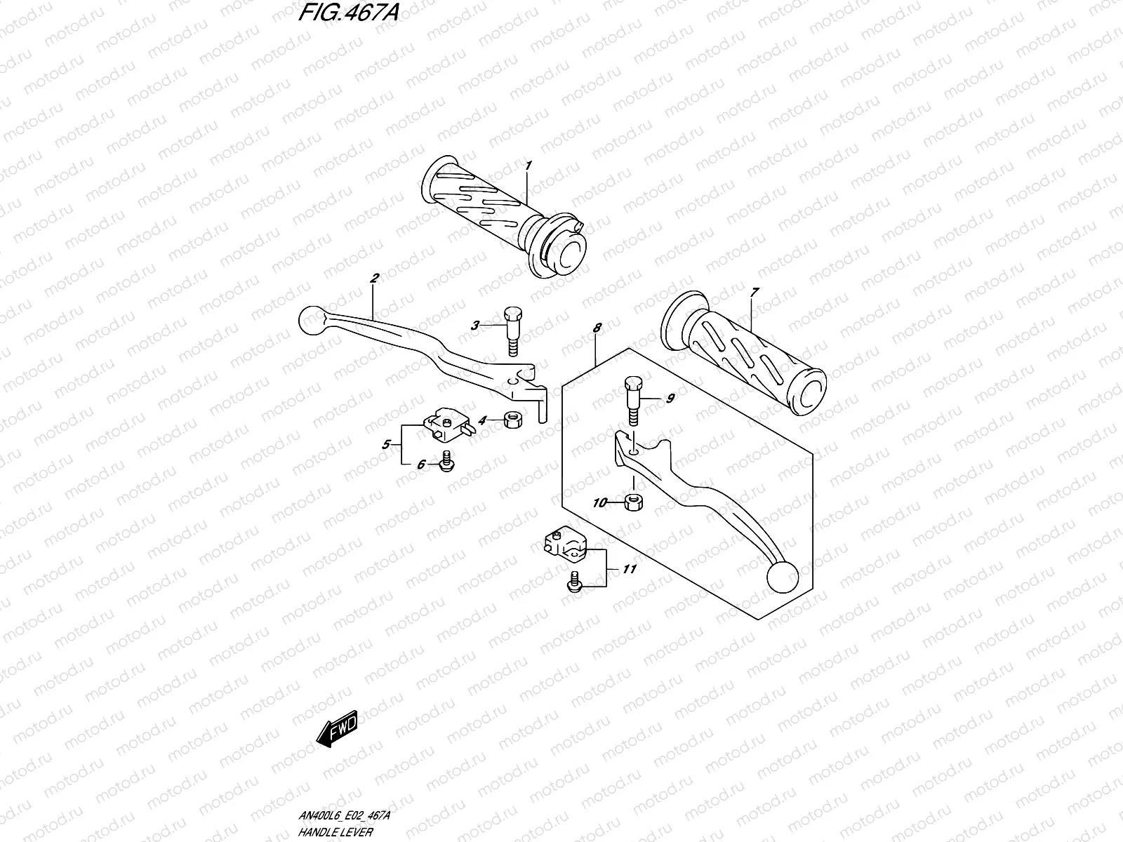 467A - HANDLE LEVER (AN400L6 E19)