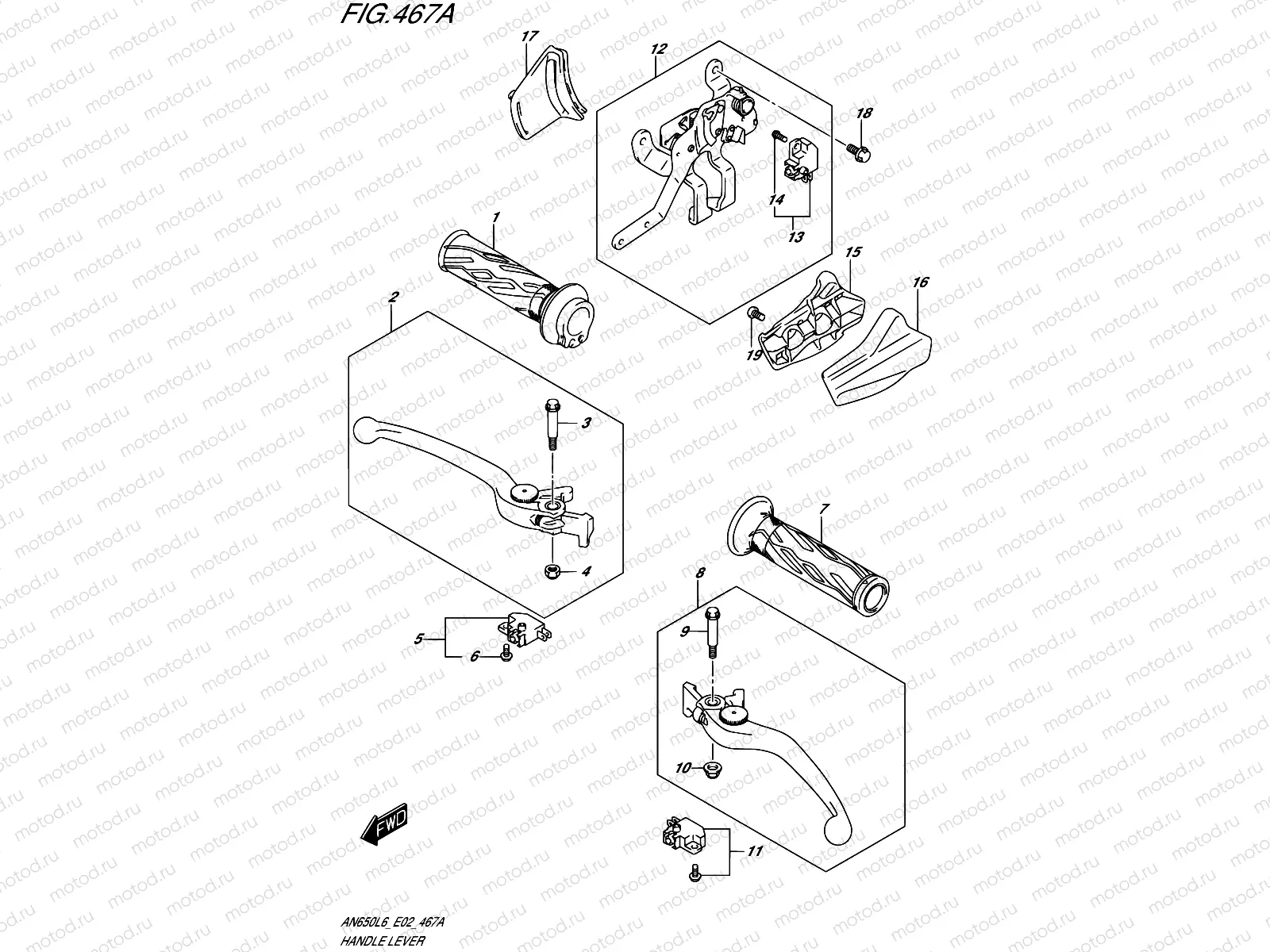 467A - HANDLE LEVER (AN650L6 E19)