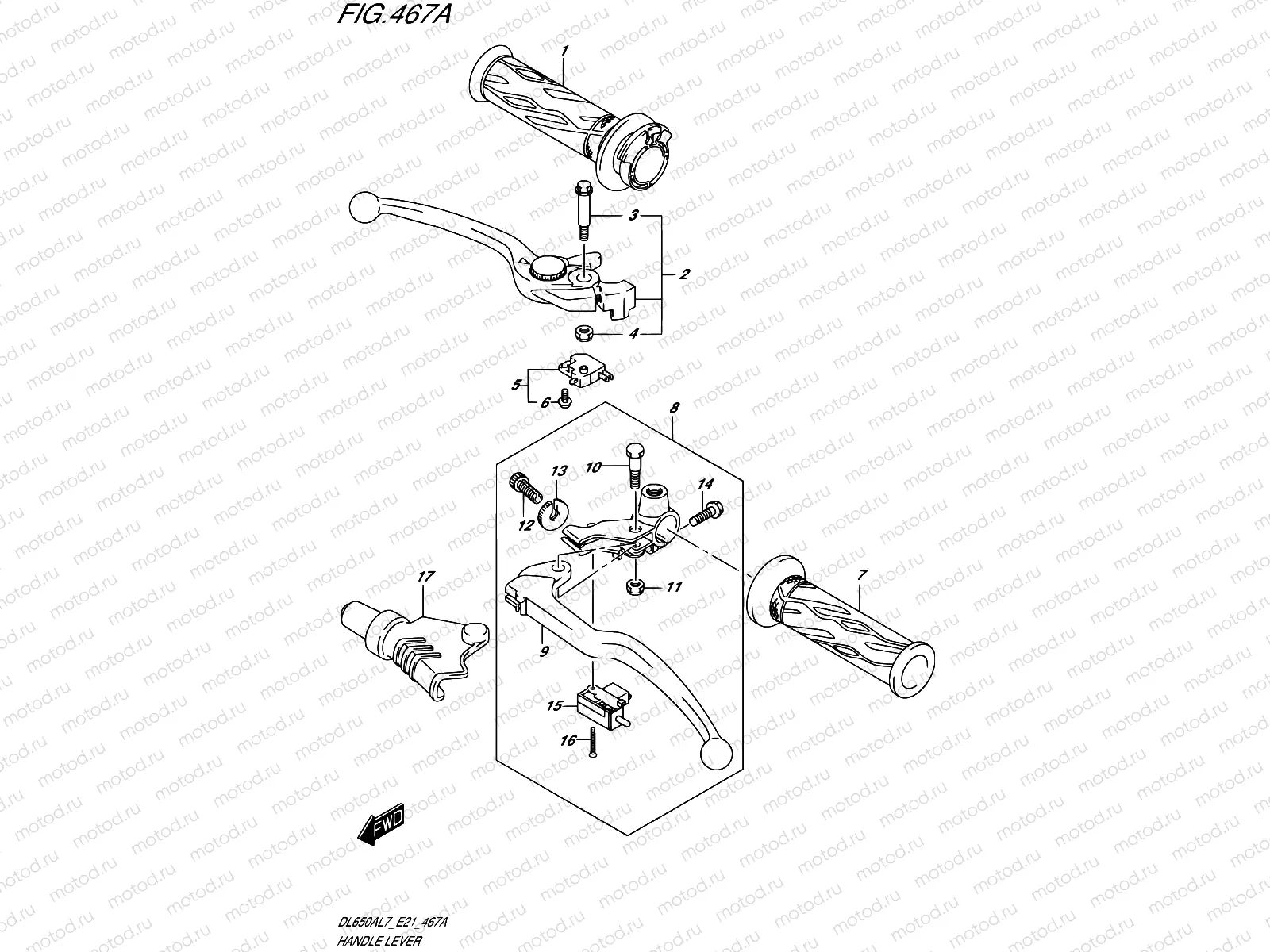 467A - HANDLE LEVER (DL650AL7 E21)