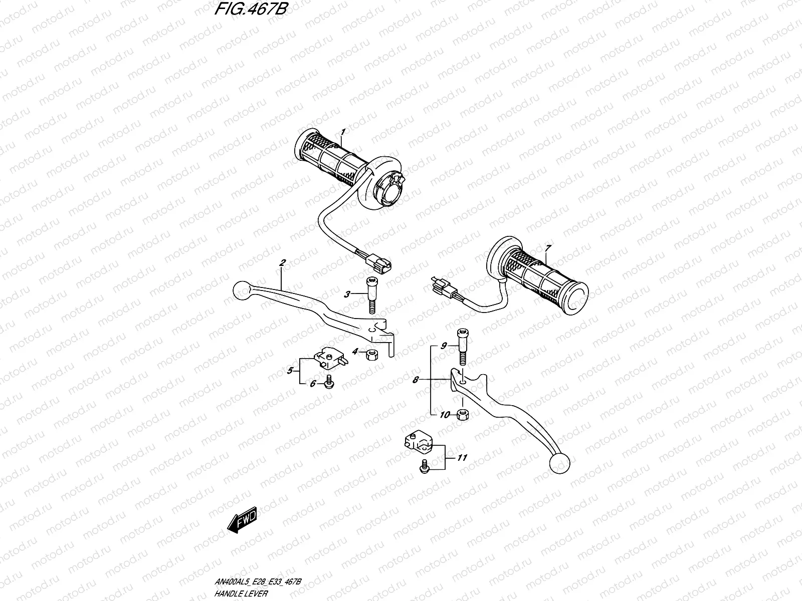 467B - HANDLE LEVER (AN400ZAL5 E28)