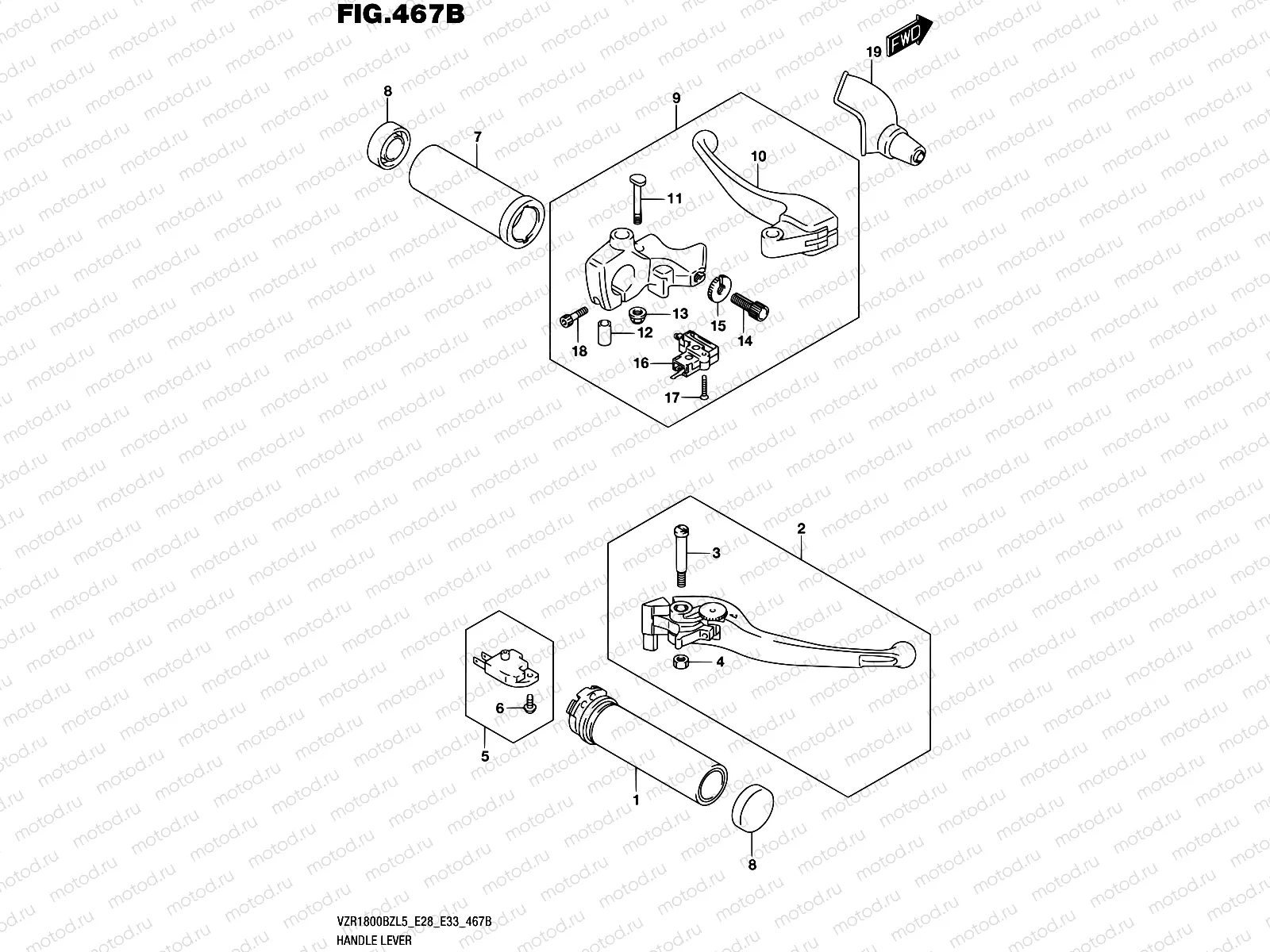 467B - HANDLE LEVER (VZR1800BZL5 E33)