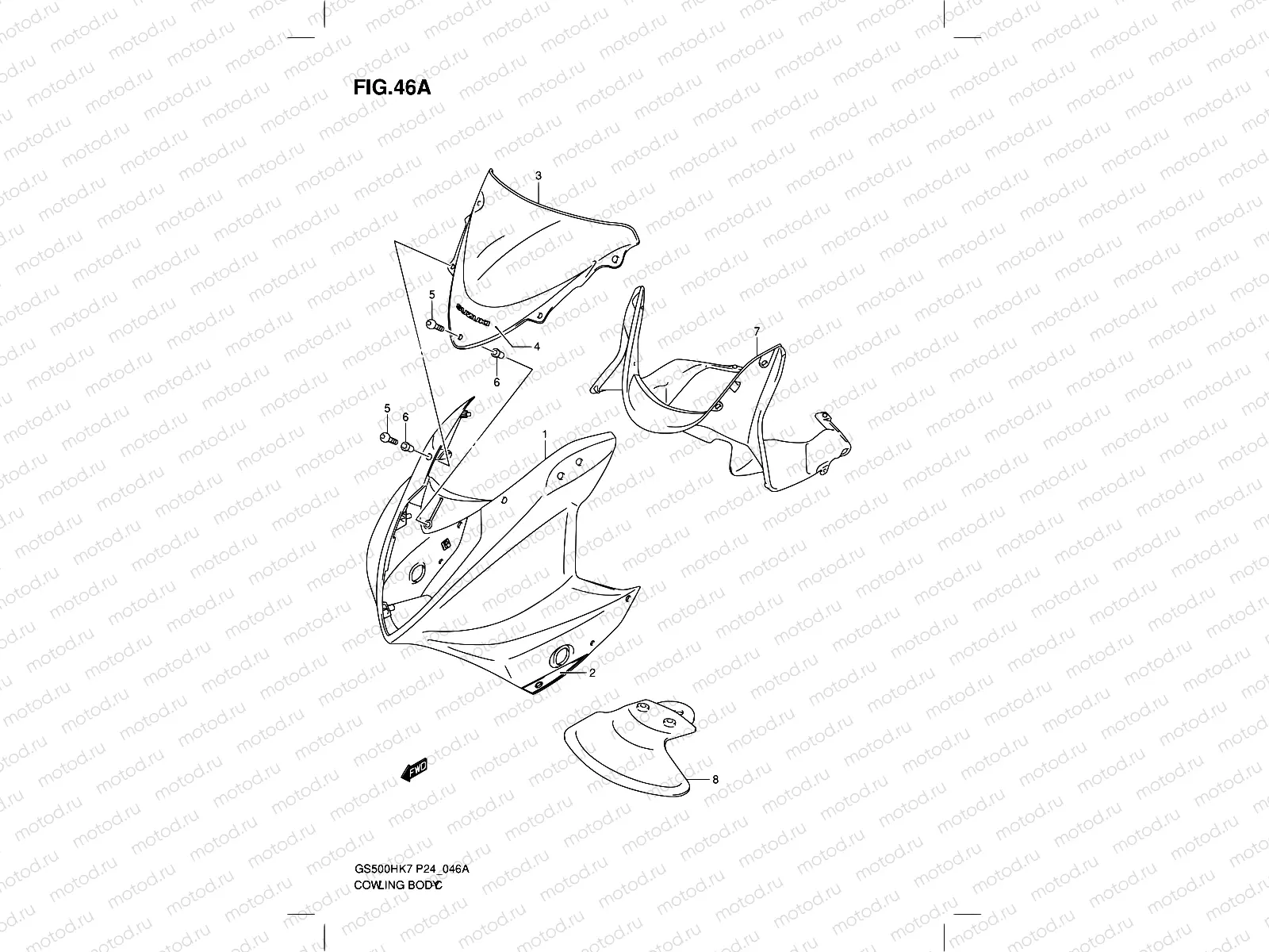 46A - COWLING BODY (GS500FHK8)
