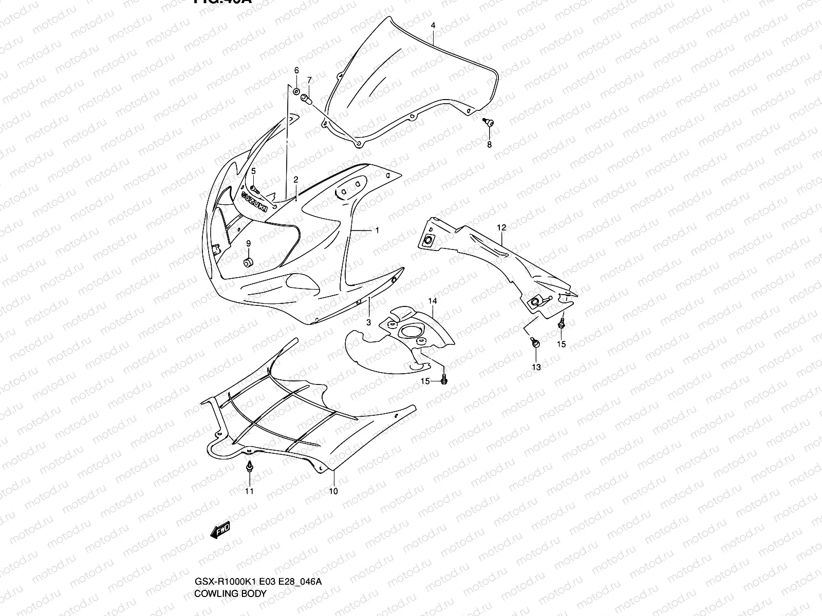 46A - COWLING BODY (GSX-R1000K2)
