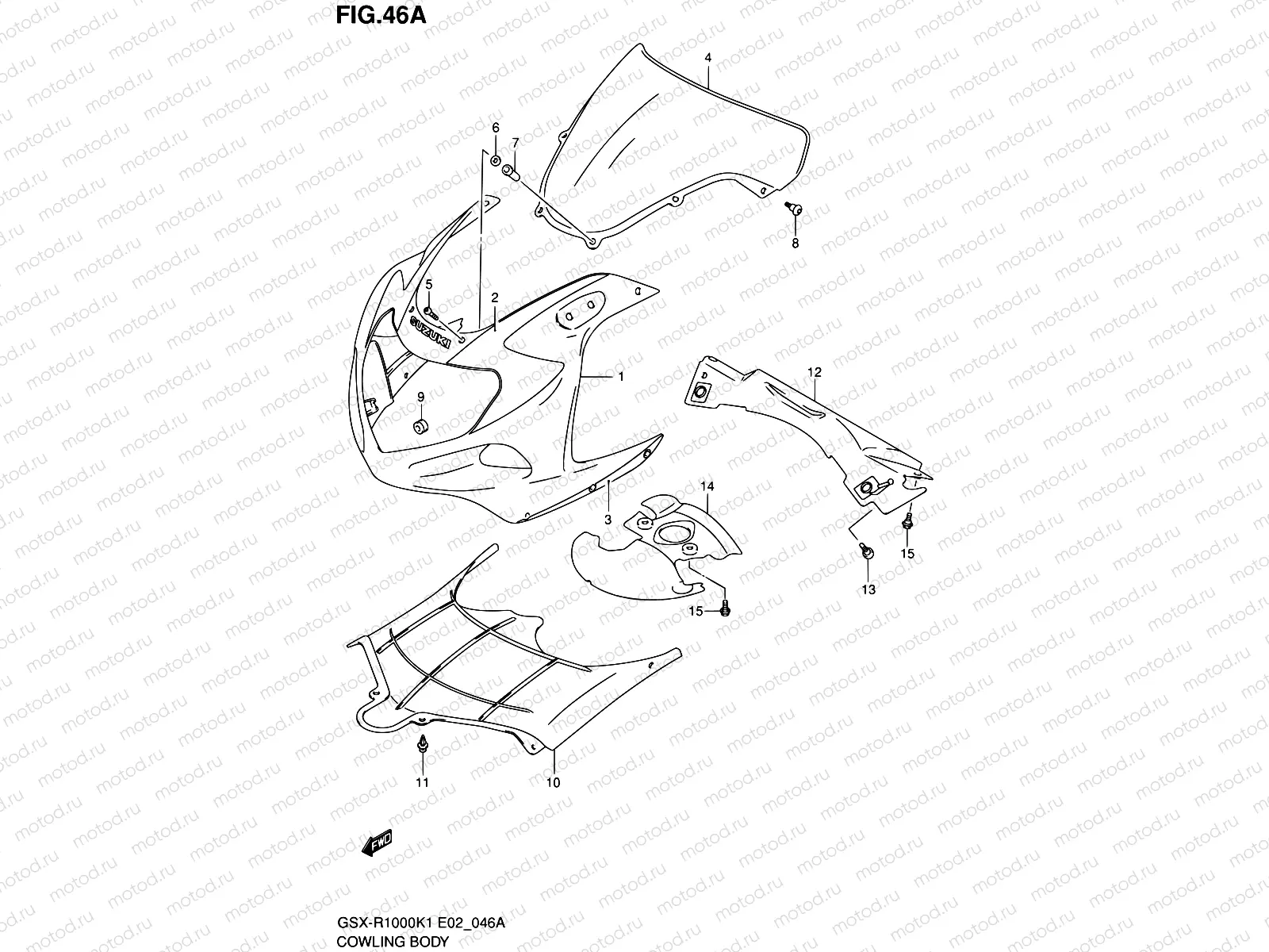 46A - COWLING BODY (GSX-R1000K2)
