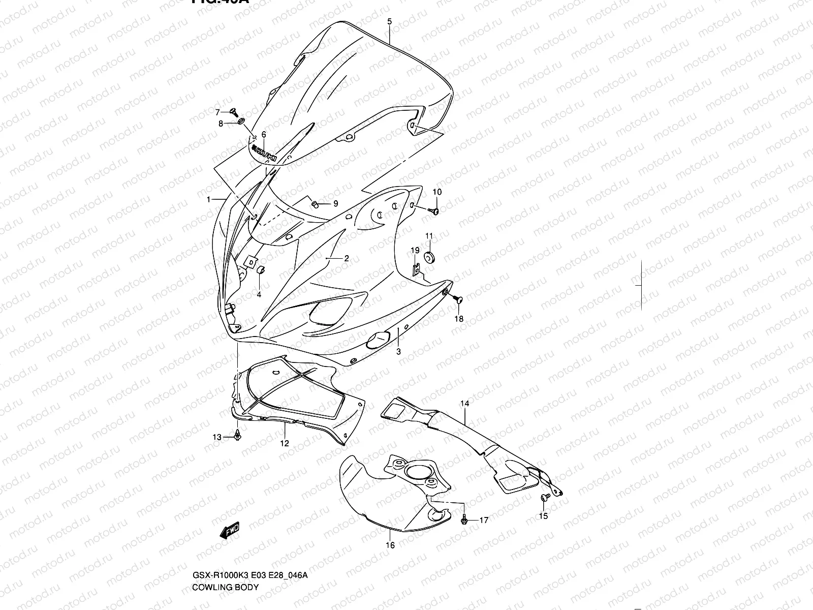 46A - COWLING BODY (GSX-R1000K4)
