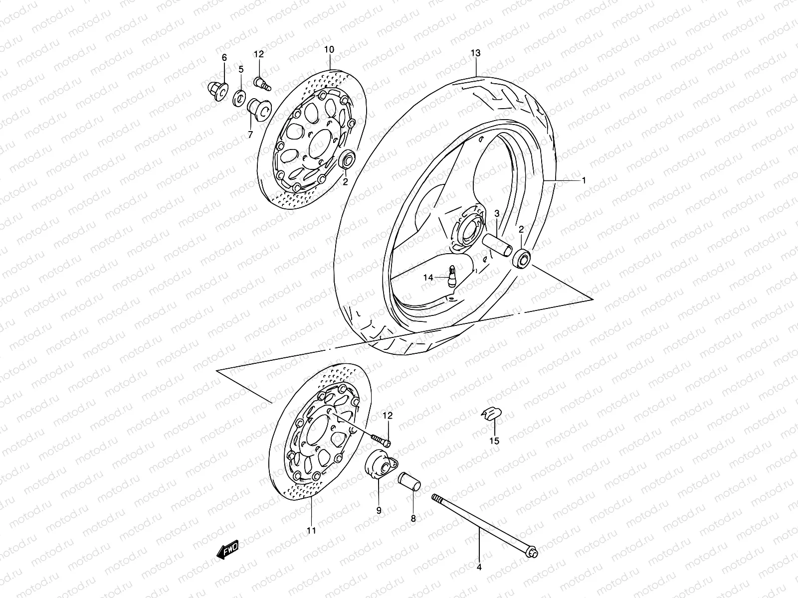 46A - FRONT WHEEL (MODEL K/L/M/N/P/R/S/T)