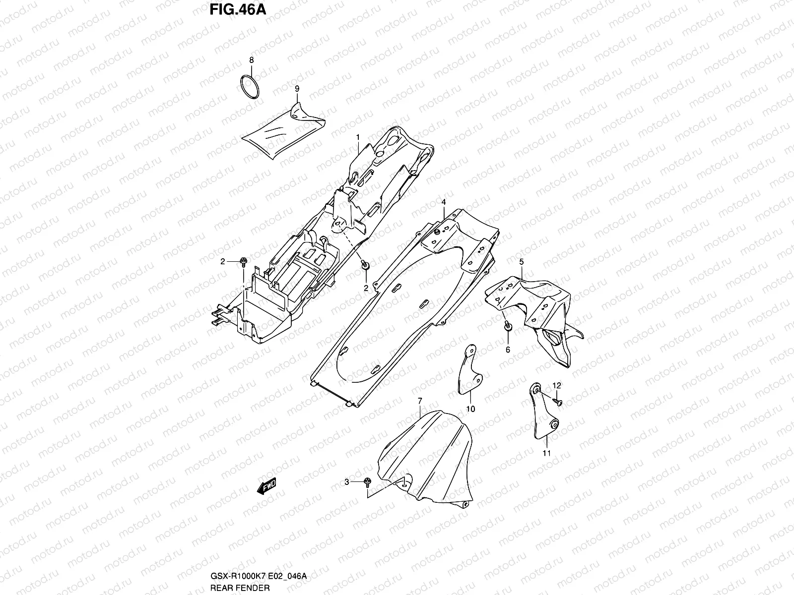 46A - REAR FENDER (GSX-R1000K8 E02,E19,U2E19,E24,E51,P37)