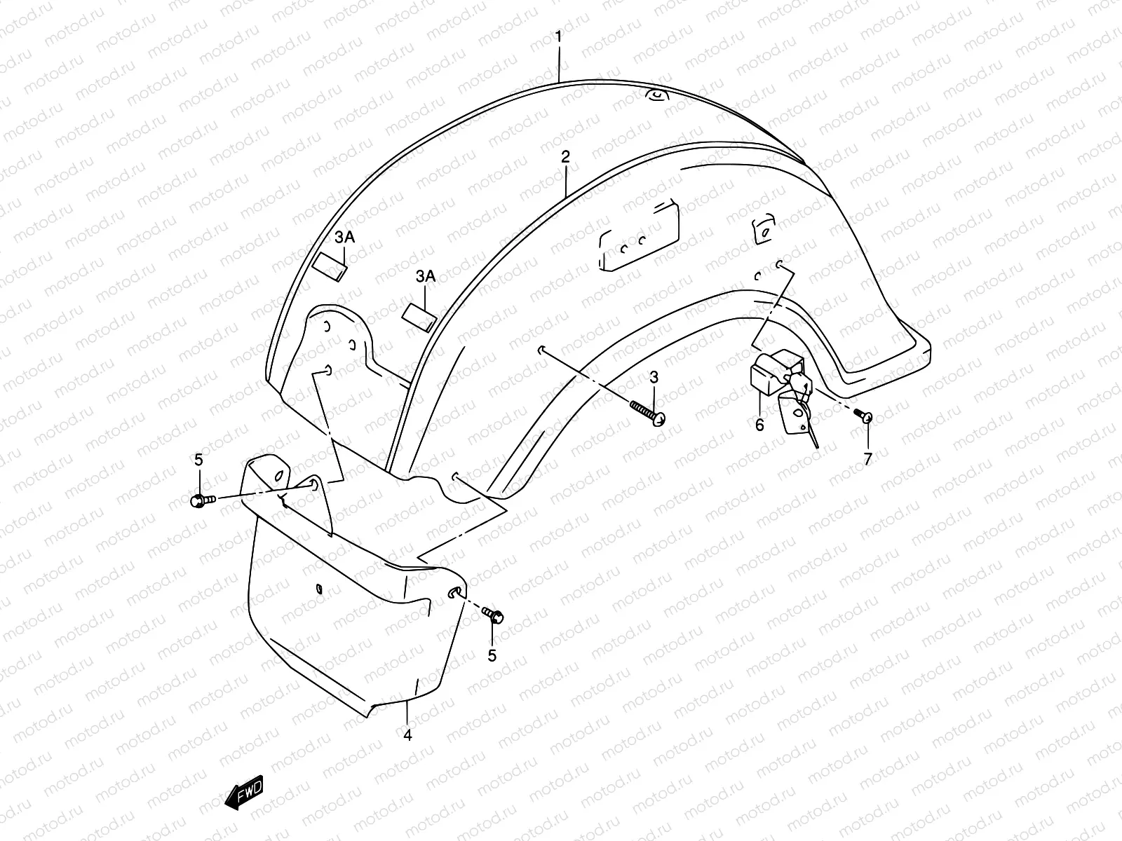 46A - REAR FENDER (MODEL Y/K1/K2)