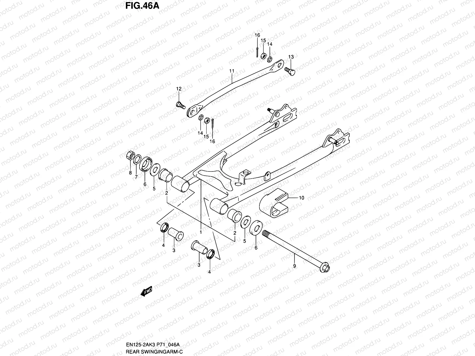 46A - REAR SWINGING ARM (EN125-2AK7/HUK7/-2AK8/HUK8)