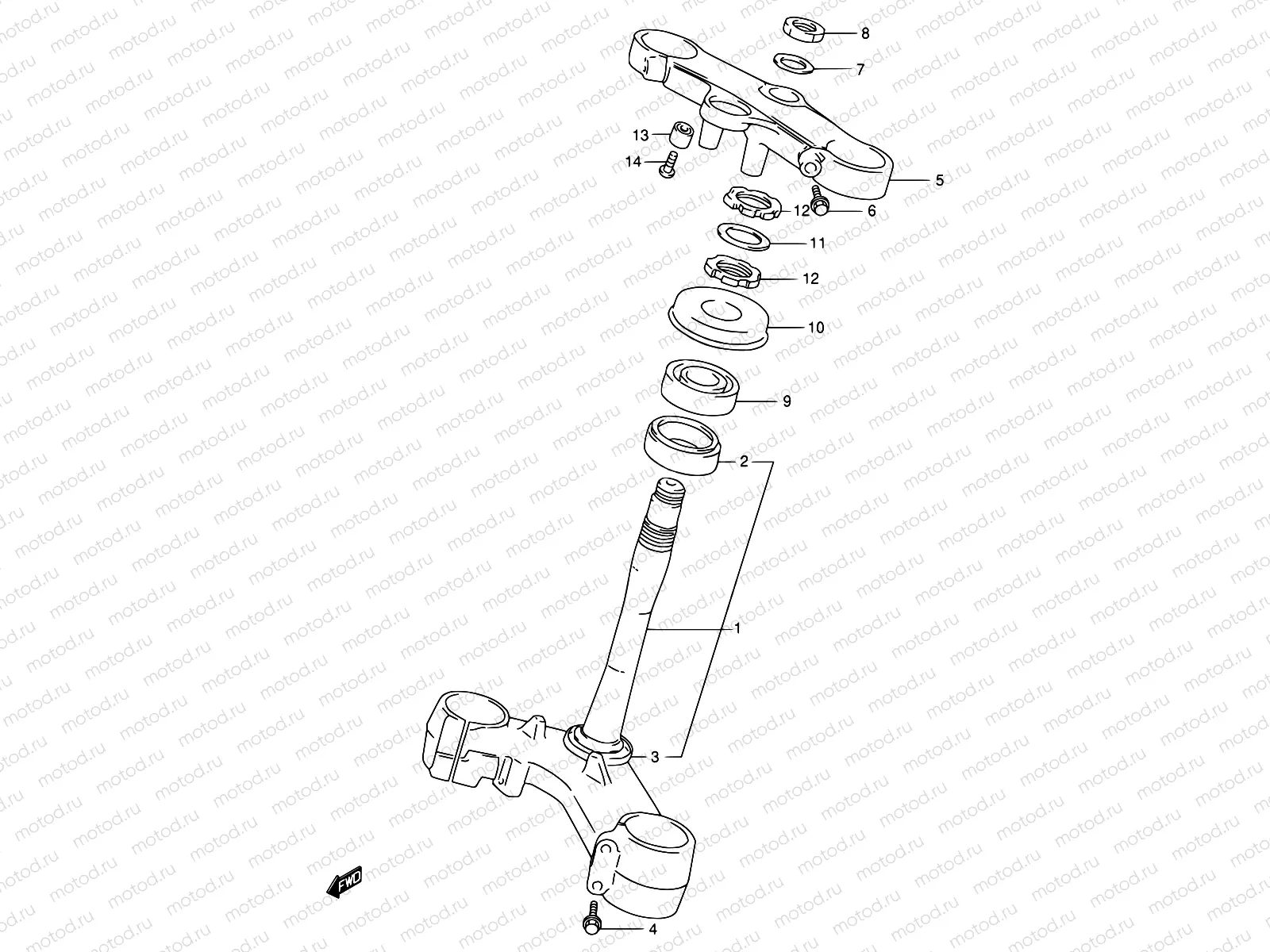 46A - STEERING STEM (MODEL W/X/Y/K1)