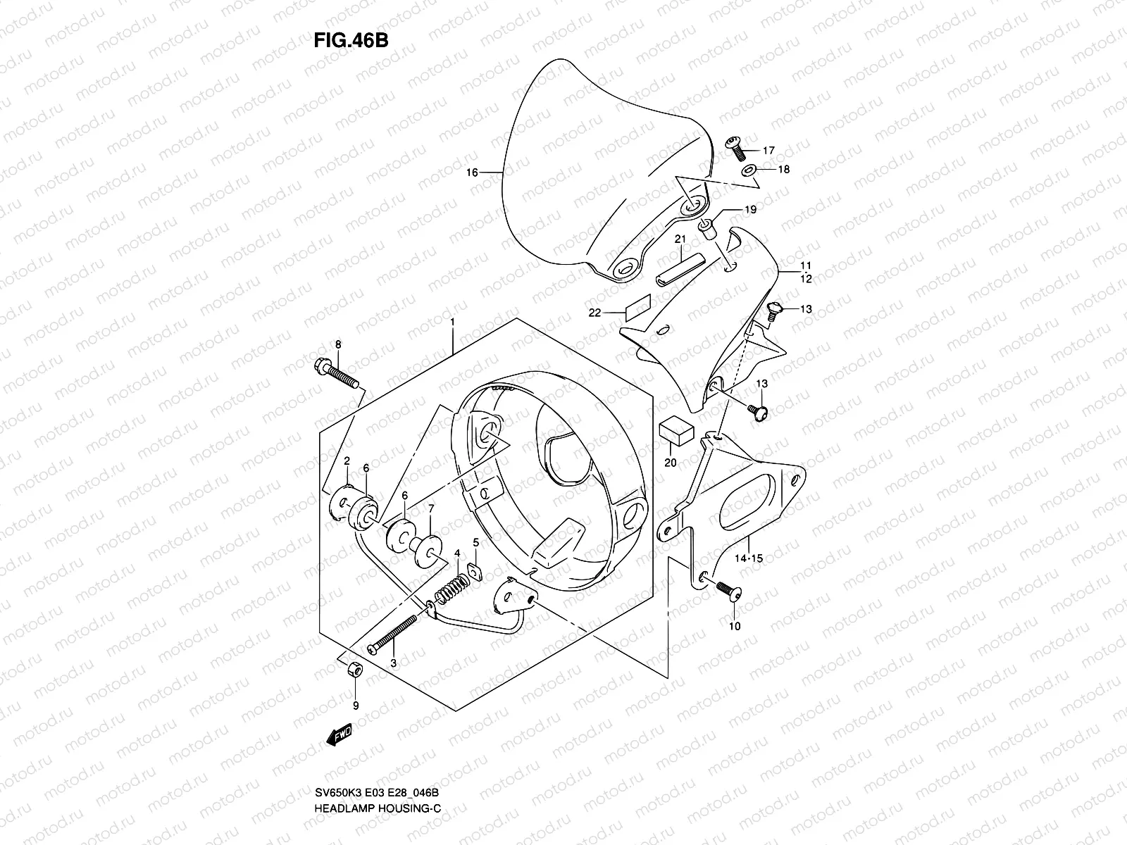 46B - HEADLAMP HOUSING (SV650K7/AK7)