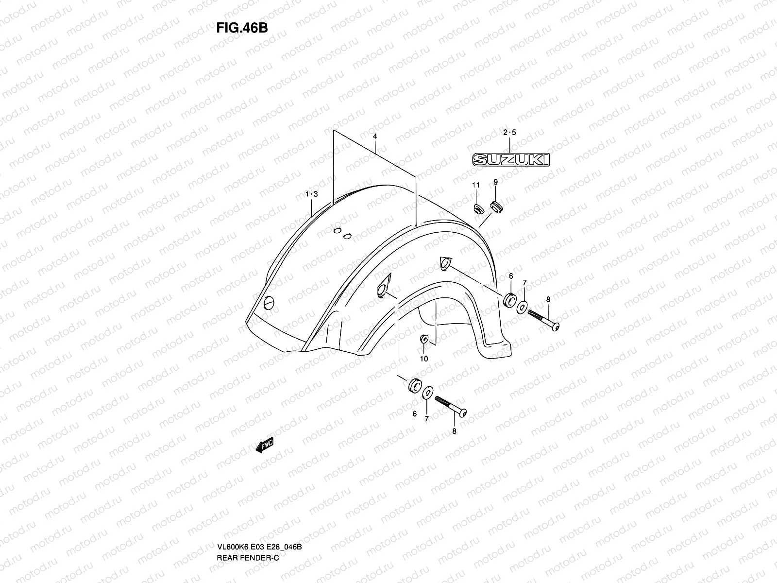 46B - REAR FENDER (VL800K8)