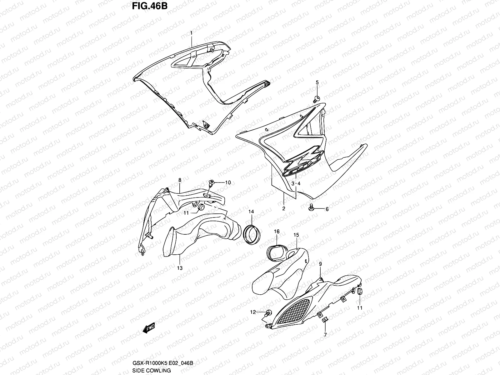 46B - SIDE COWLING (GSX-R1000K6 E02,E19,E24,P37)