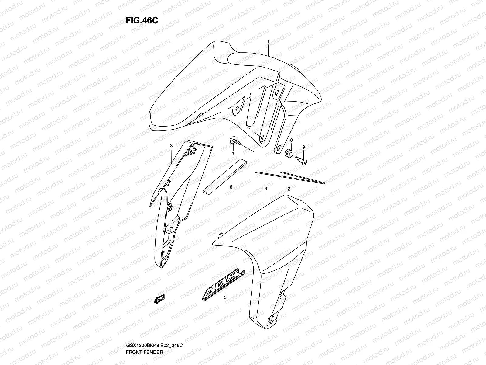 46C - FRONT FENDER (WITHOUT ABS,MODEL L0)