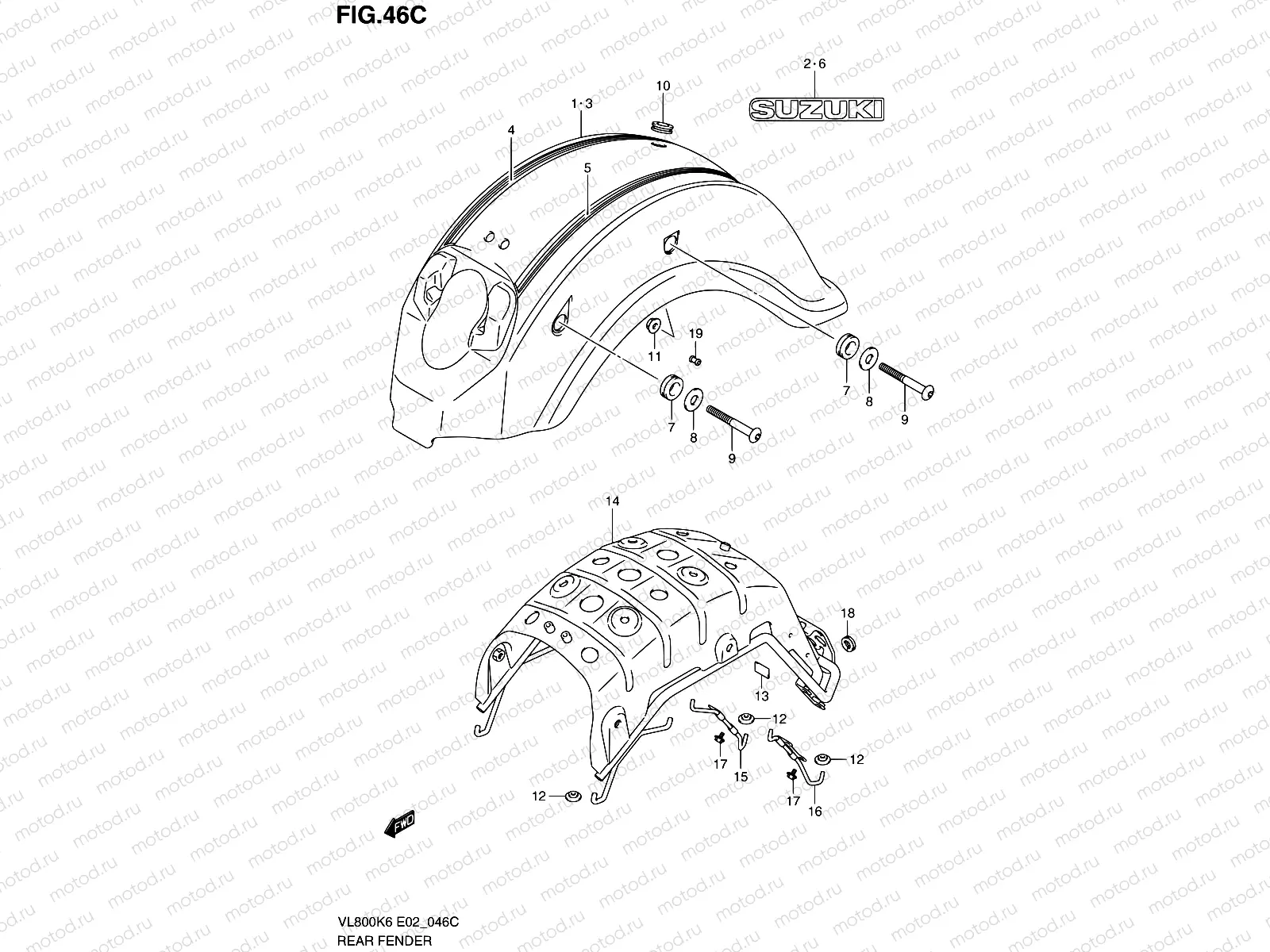 46C - REAR FENDER (MODEL L0)