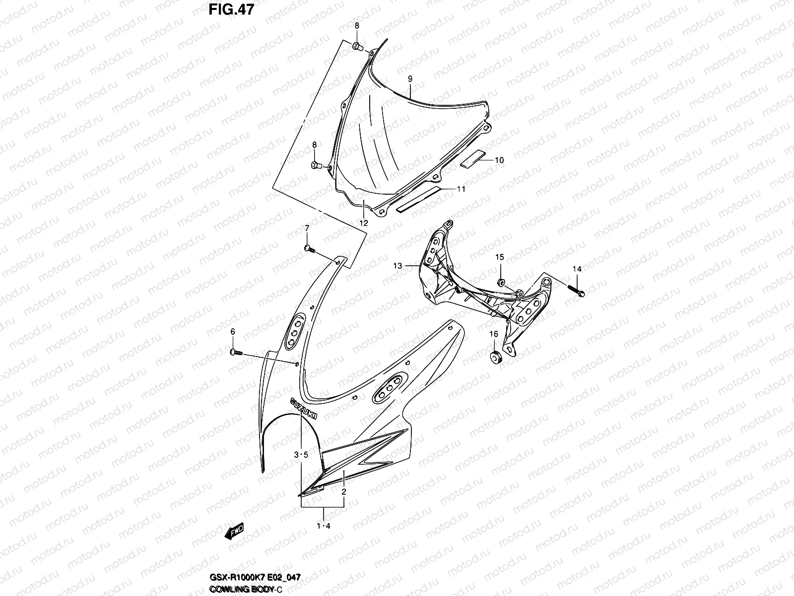 47 - COWLING BODY (GSX-R1000K7 E02,E19,U2E19,E24,E51,P37)