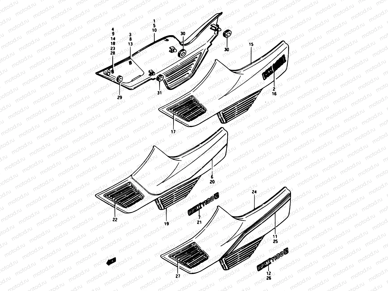47 - FRAME COVER (GSX1100EE/EF/EG)