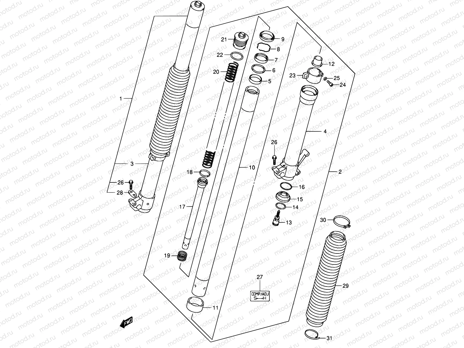 47 - FRONT FORK DAMPER (MODEL Y/K1)