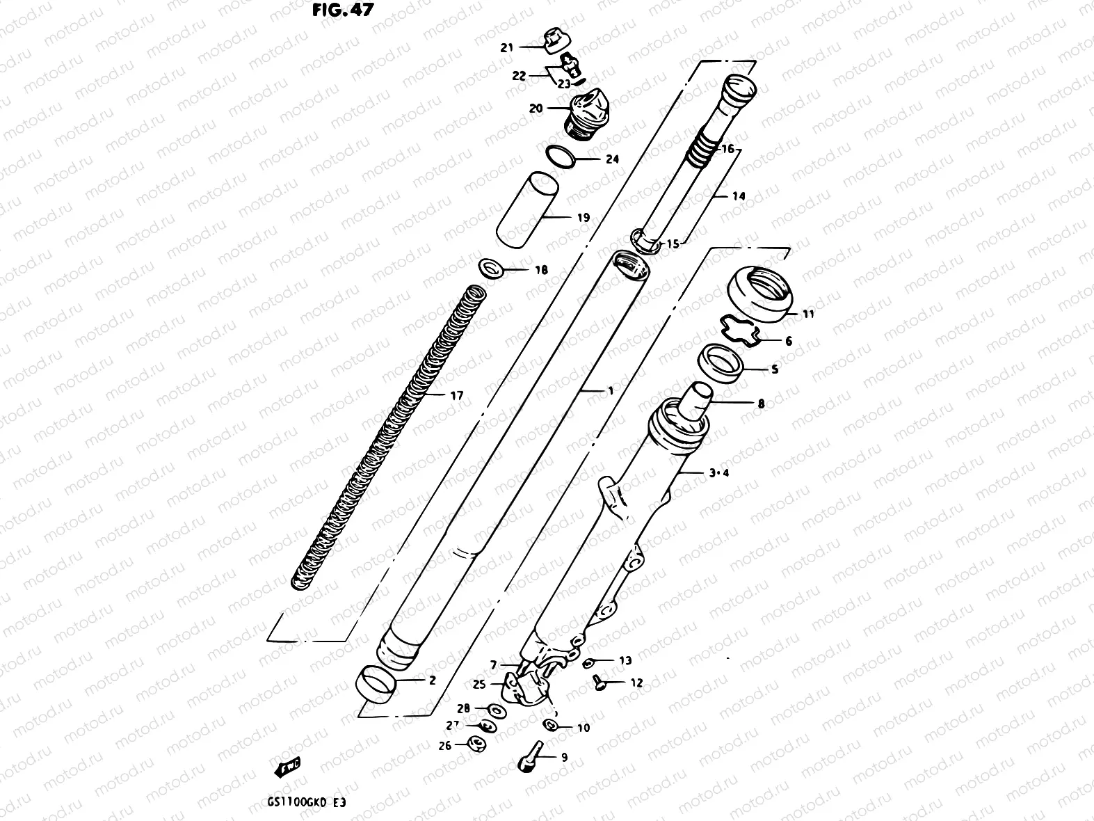 47 - FRONT FORK (GS1100GK2/GKD)