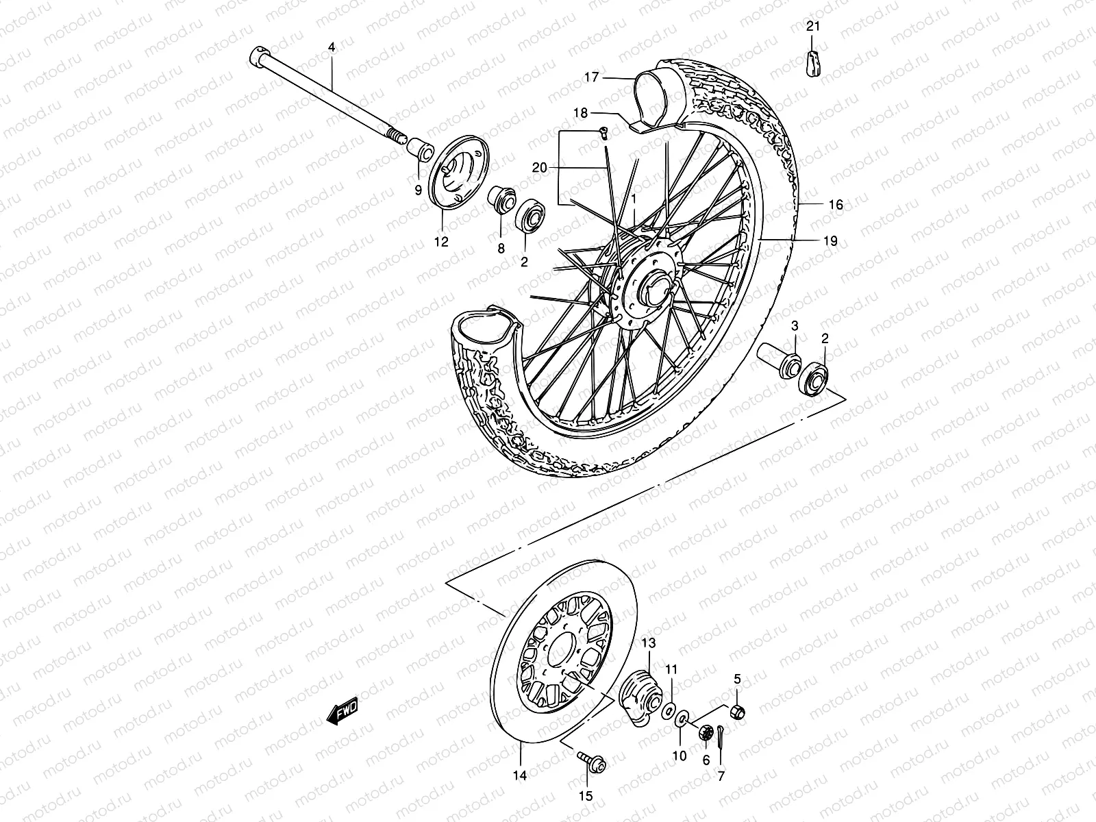 47 - FRONT WHEEL (GN250T/W/X/Y/K1)