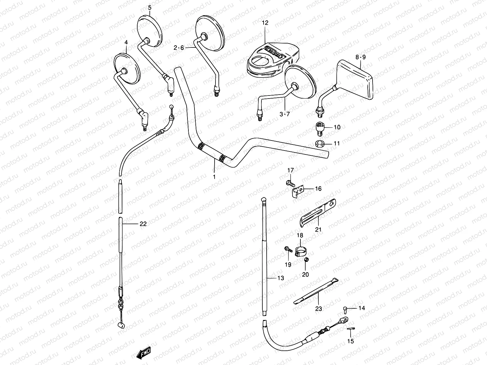 47 - HANDLEBAR - FRONT CABLE (MODEL Z/D/K/M/R)