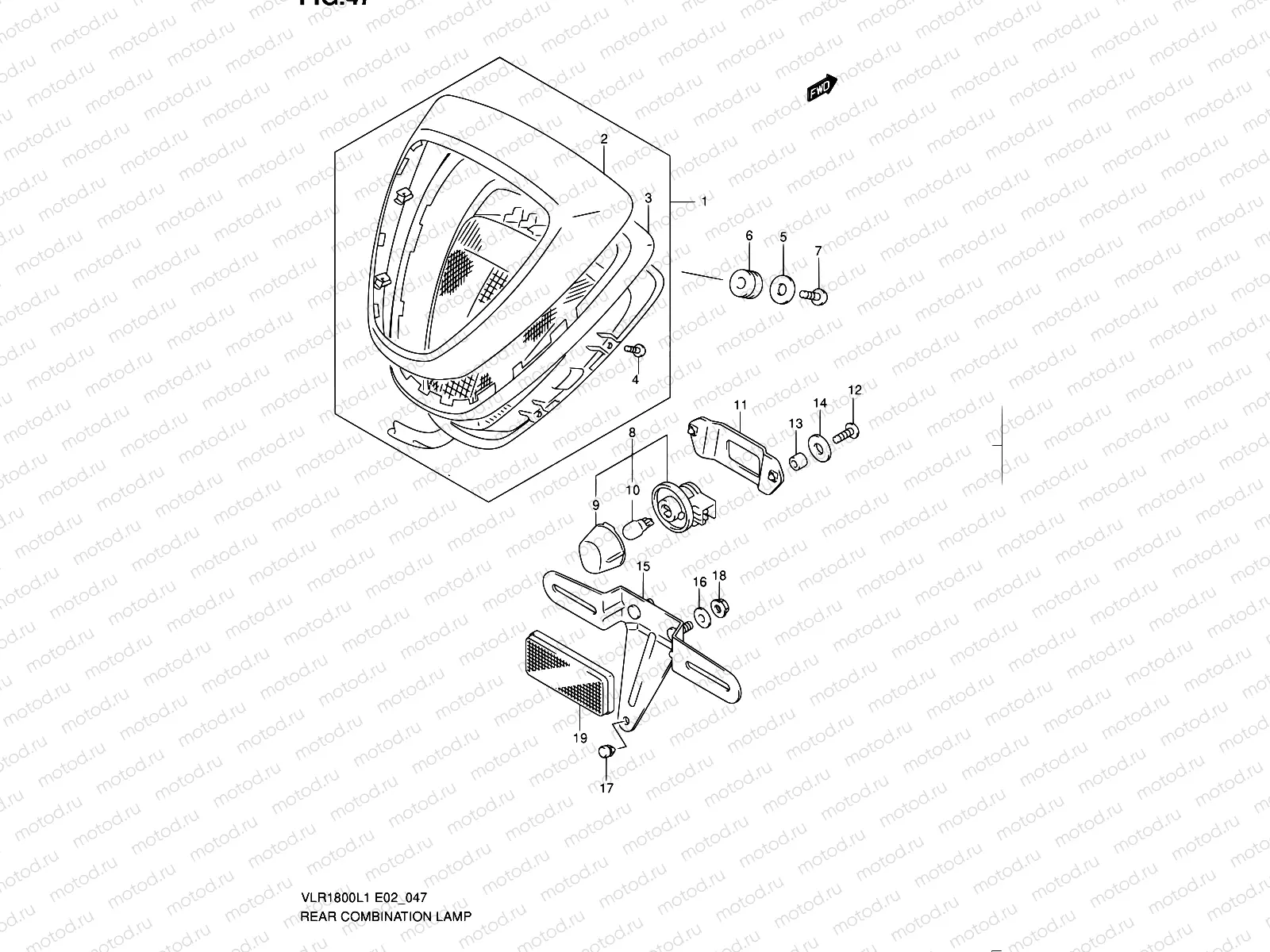 47 - REAR COMBINATION LAMP (VLR1800L1 E19)