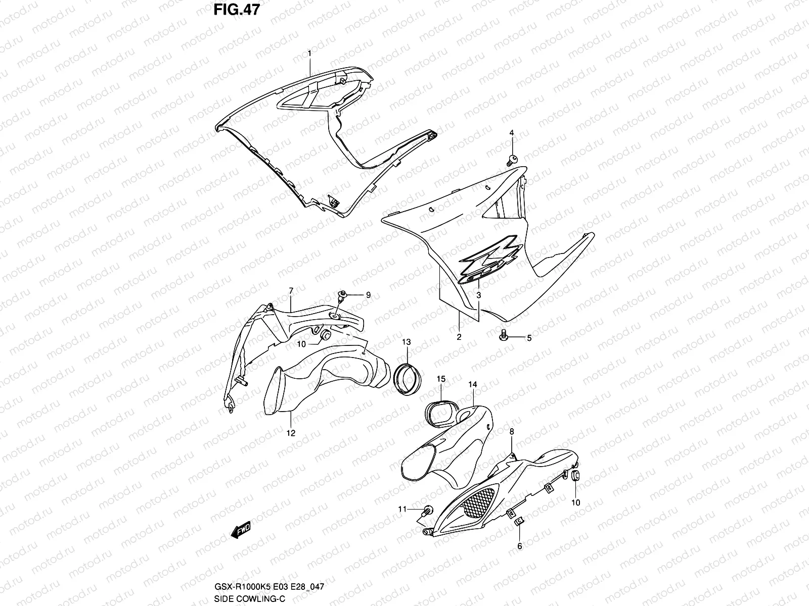 47 - SIDE COWLING (GSX-R1000K5)