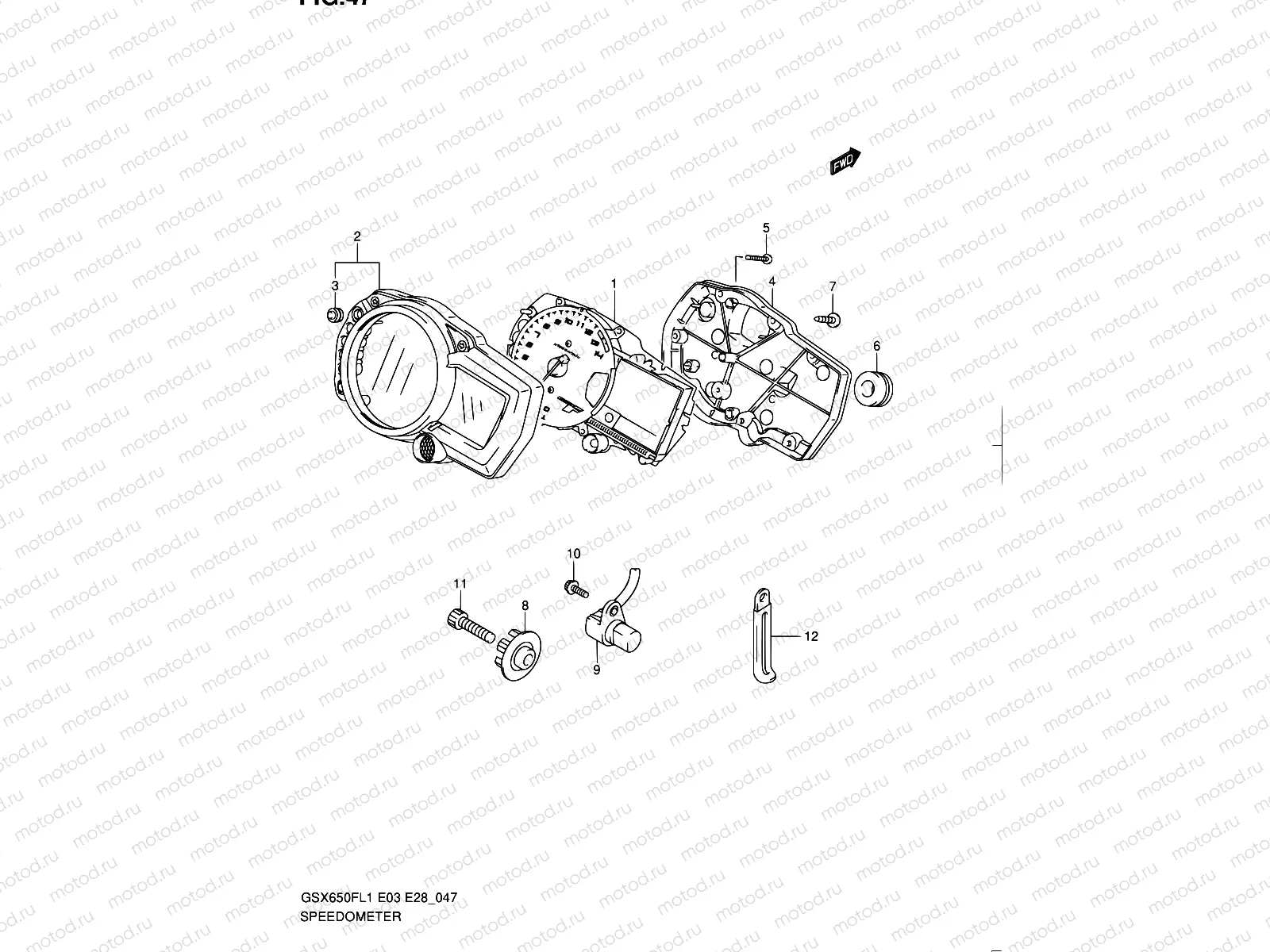 47 - SPEEDOMETER (GSX650FAL1 E28)