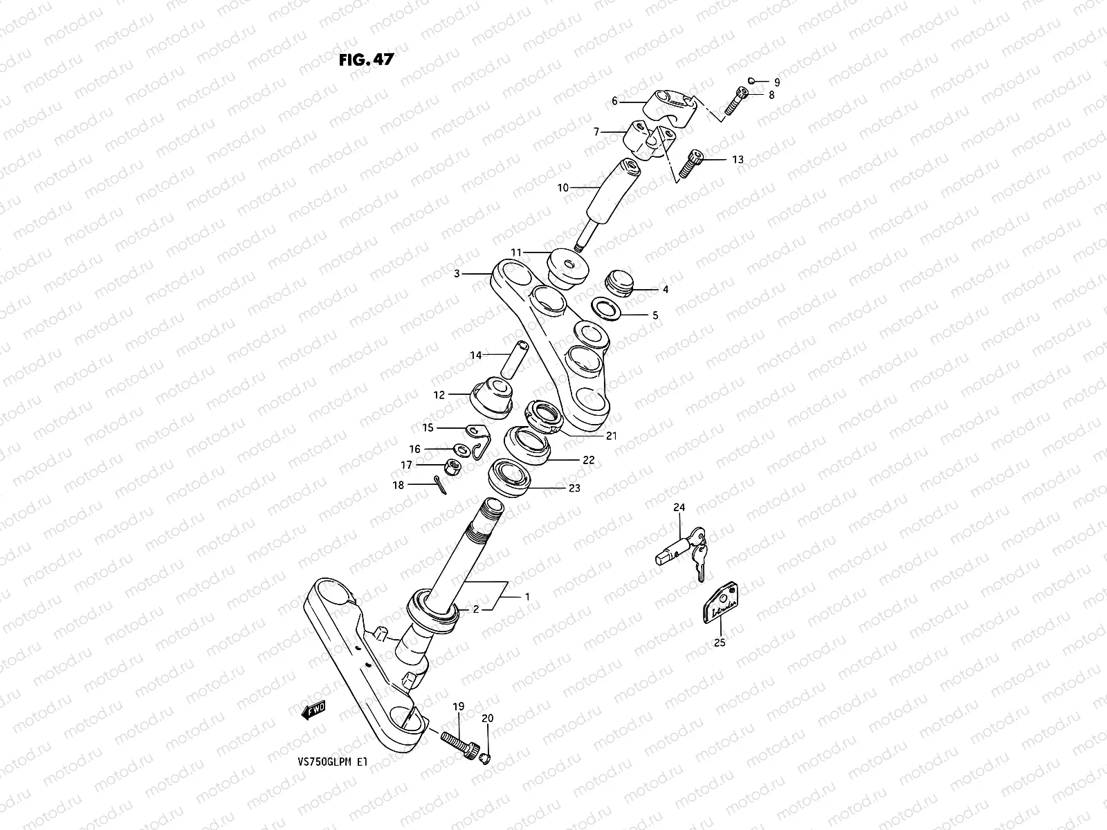 47 - STEERING STEM (MODEL F/G)