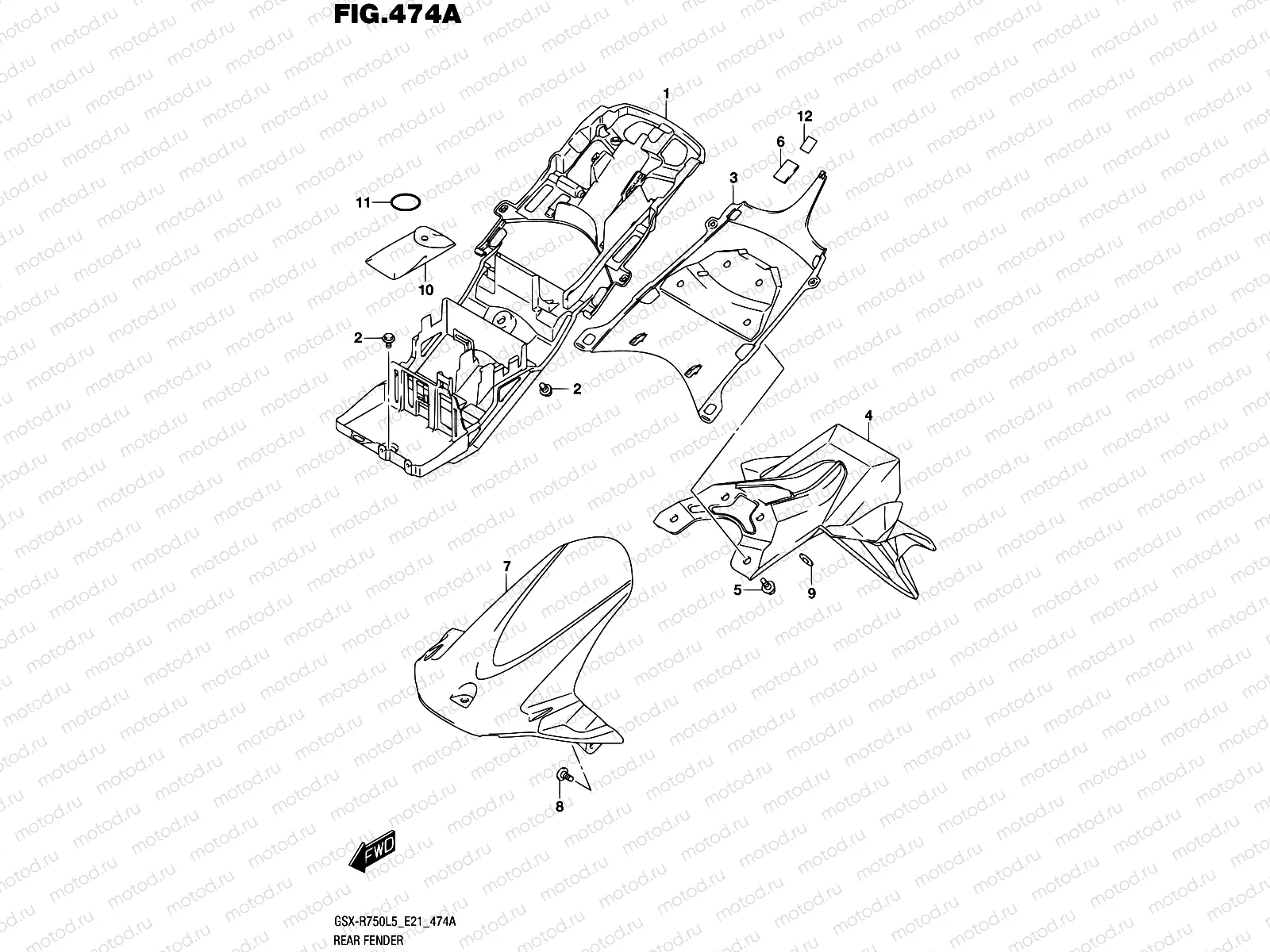 474A - REAR FENDER (GSX-R750L5 E21)