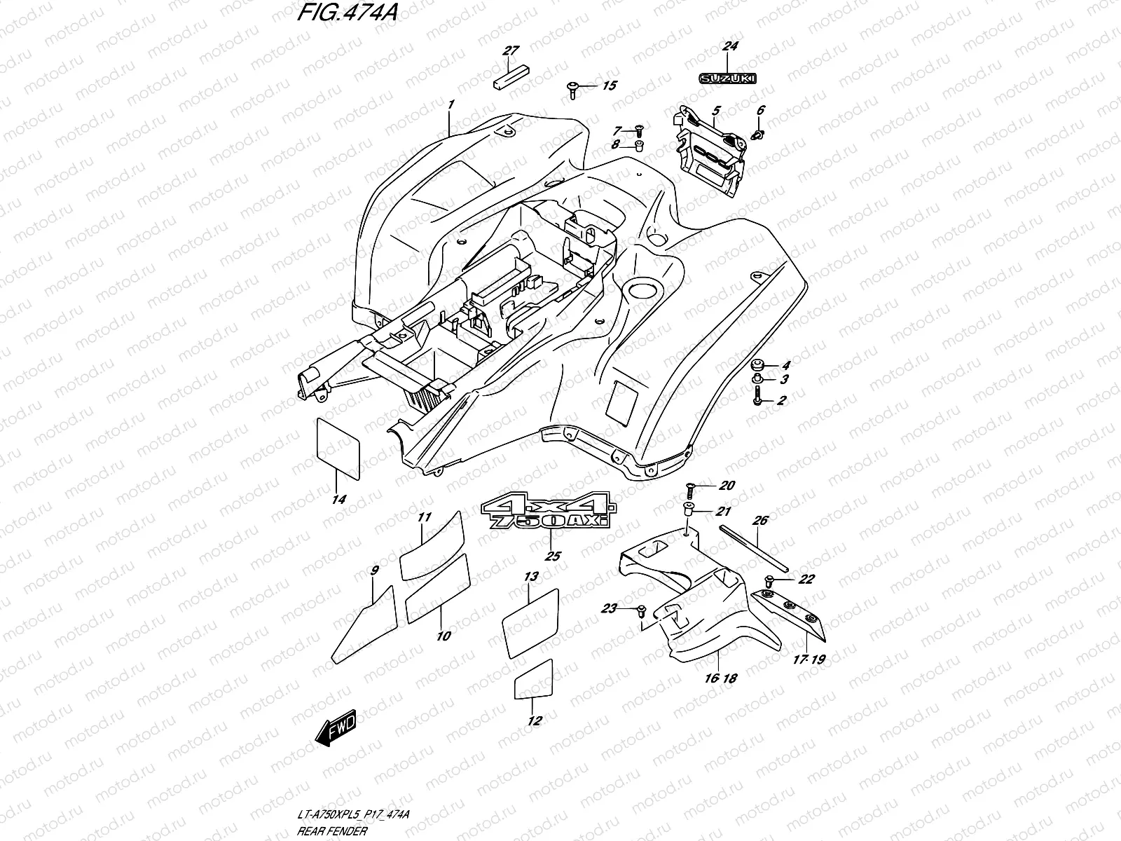 474A - REAR FENDER (LT-A750XPL5 P17)