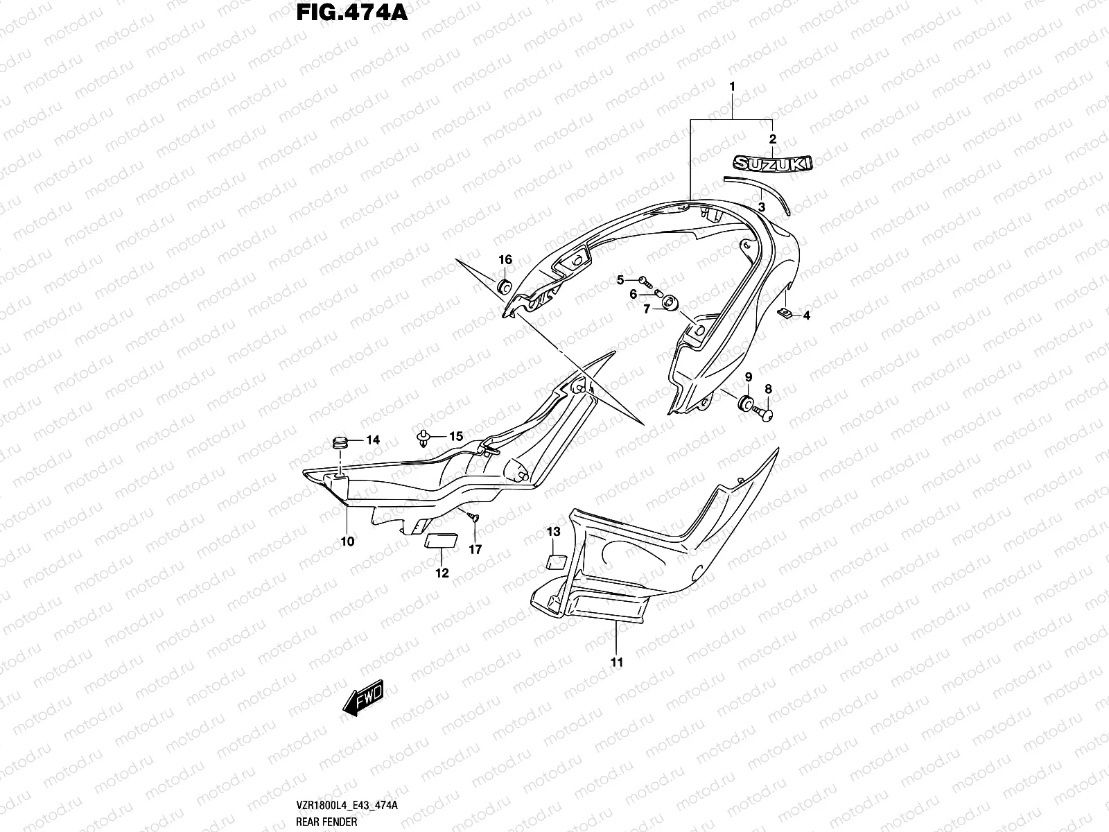 474A - REAR FENDER (VZR1800L4 E43)
