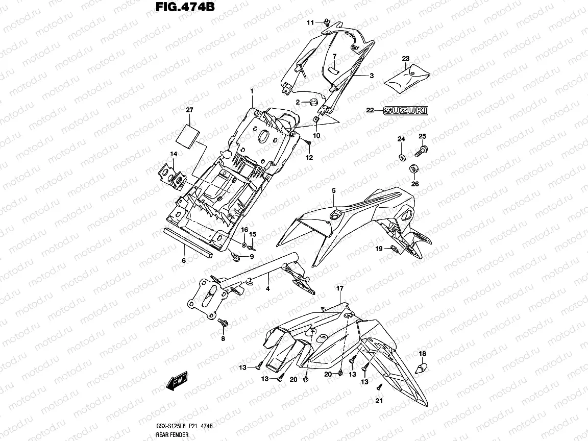 474B - REAR FENDER (GSX-S125MLXL8 P21)