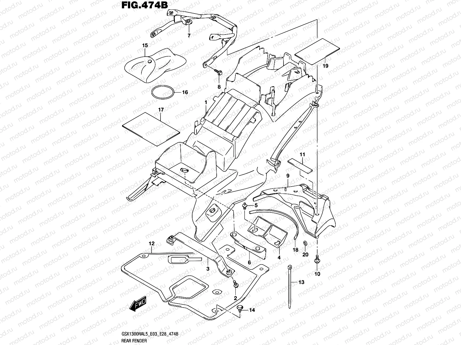 474B - REAR FENDER (GSX1300RAL5 E28)