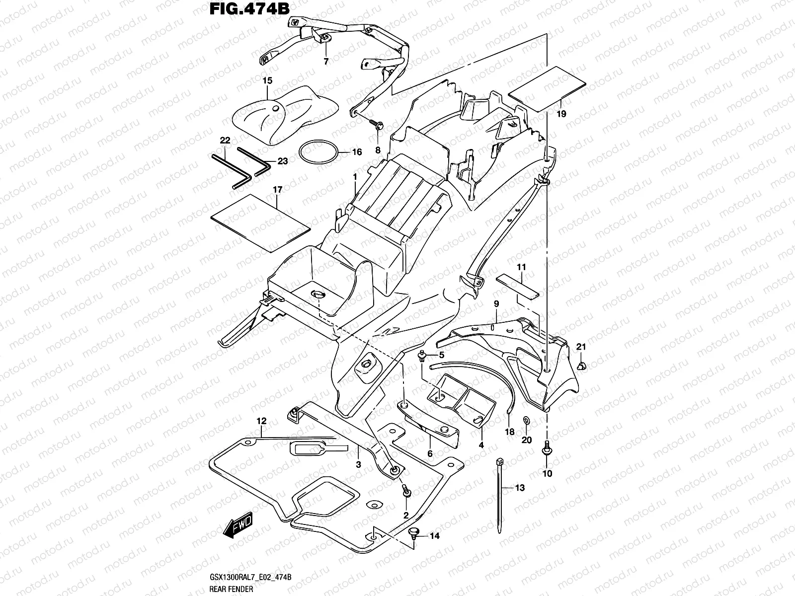 474B - REAR FENDER (GSX1300RAL7 E19)