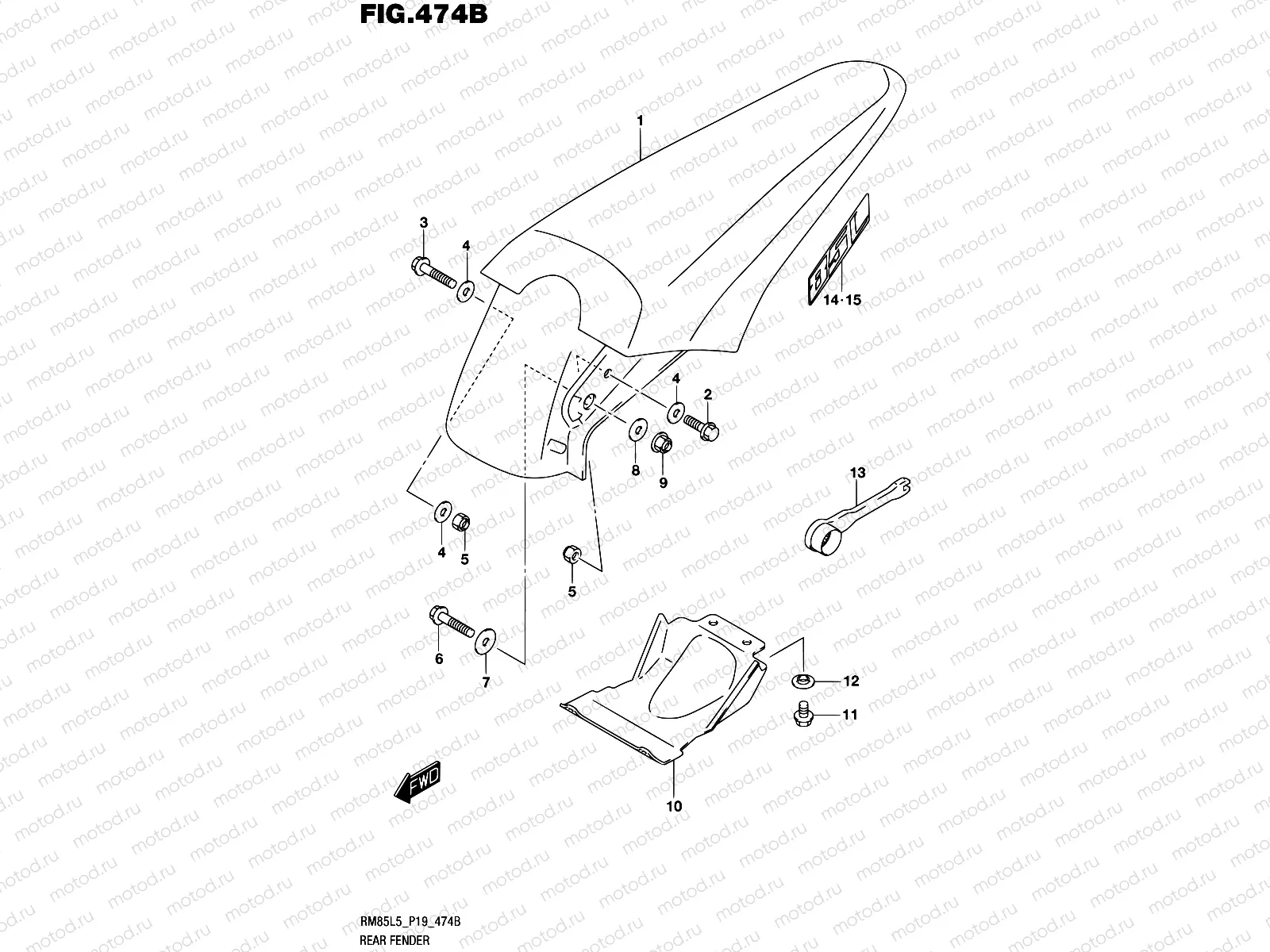 474B - REAR FENDER (RM85LL5 P19)