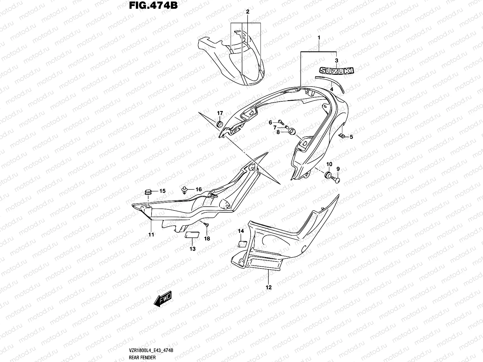474B - REAR FENDER (VZR1800ZL4 E43)