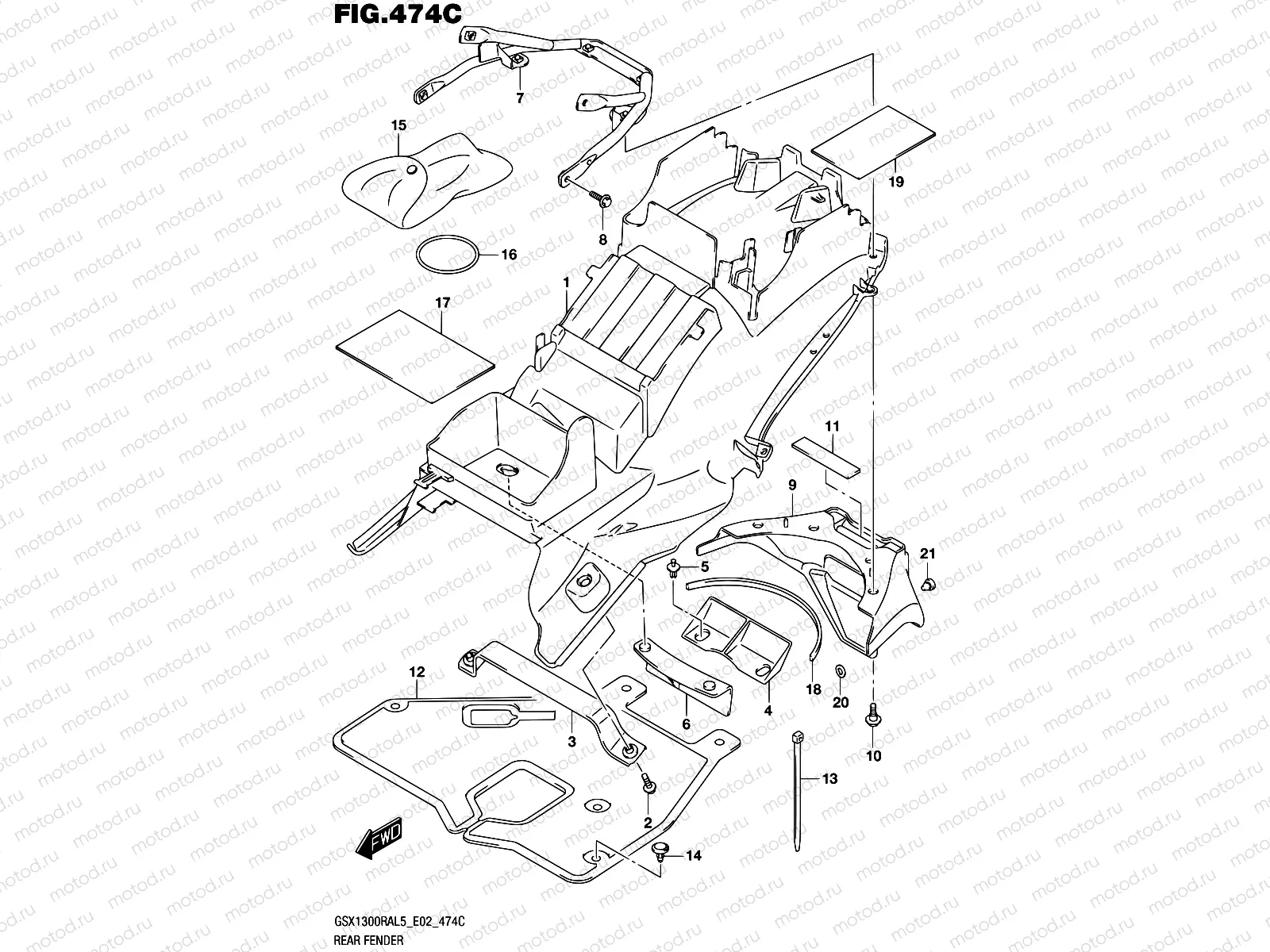 474C - REAR FENDER (GSX1300RAUFL5 E19)